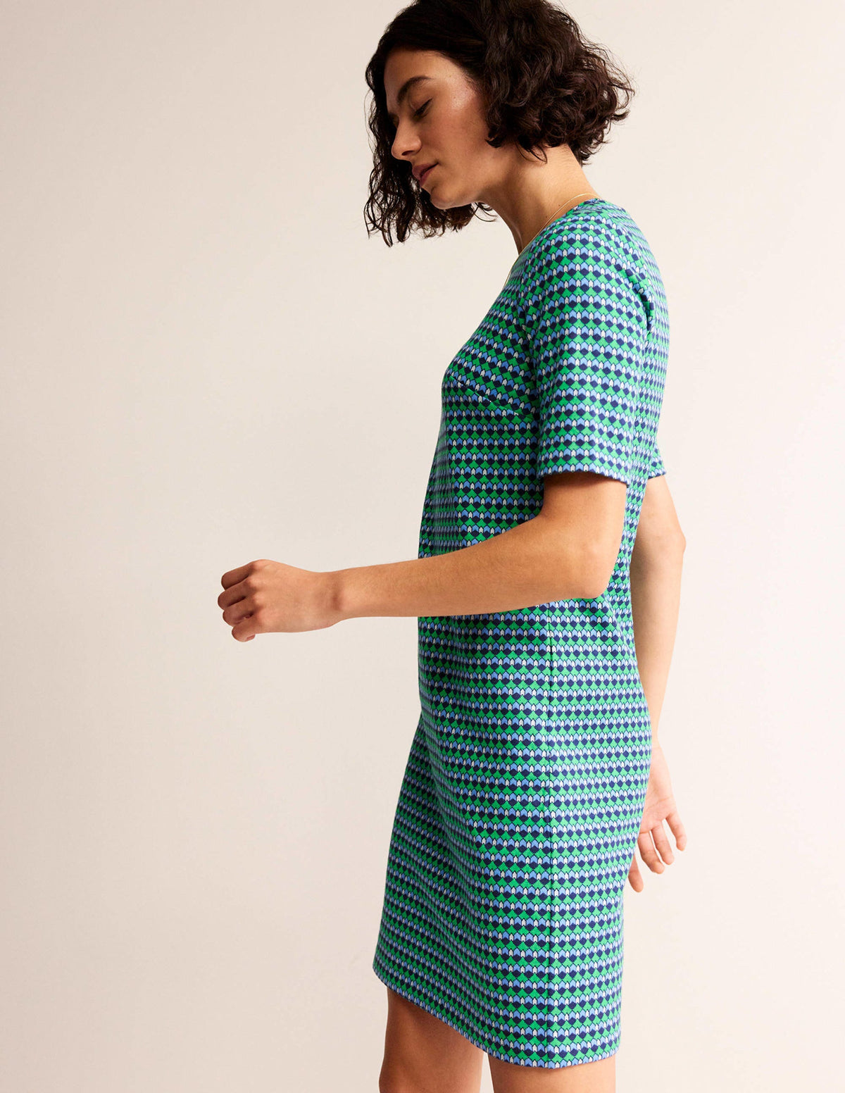 Ivy Jacquard Jersey Dress-Bright Green, Terrace Geo - Image 4