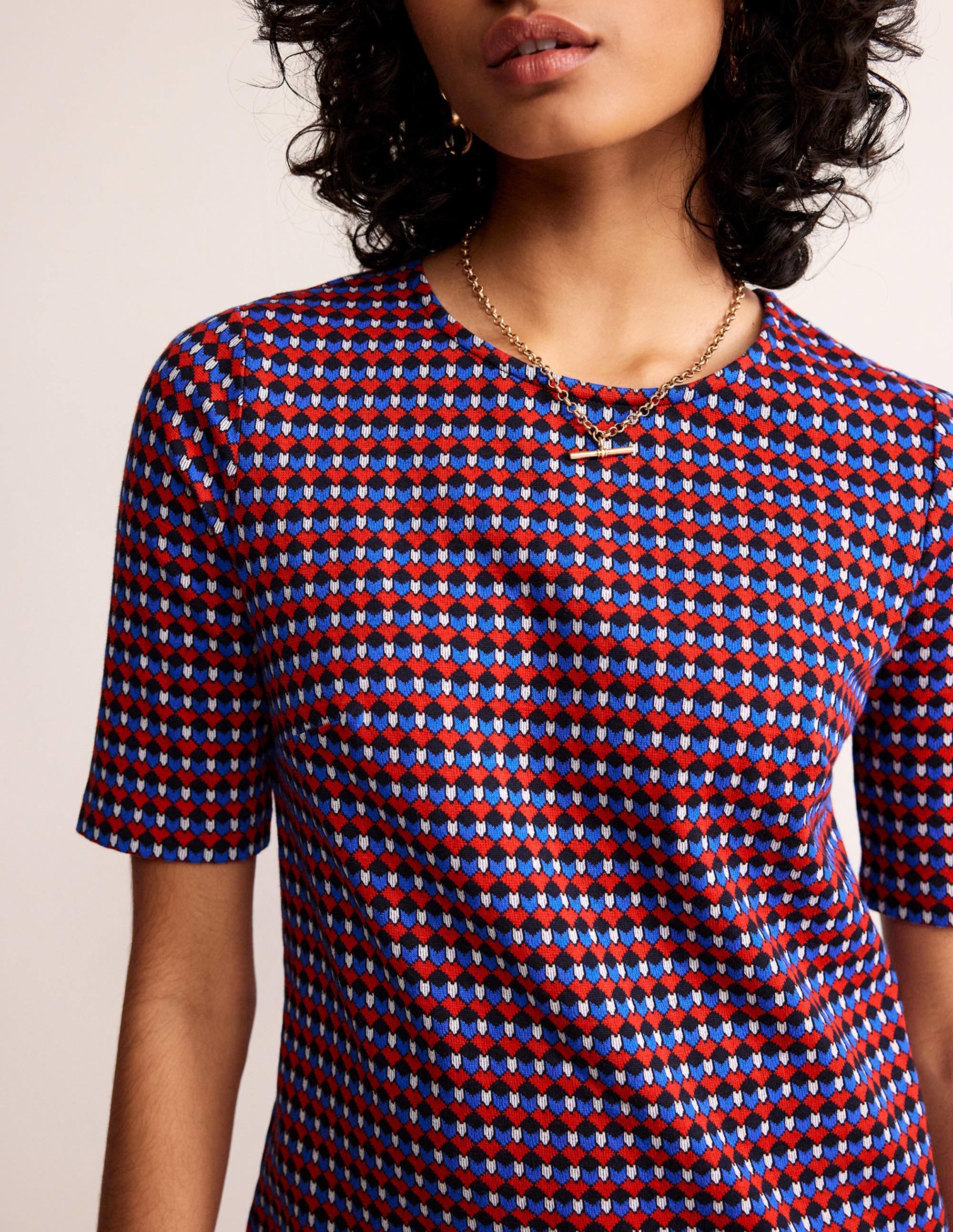 Ivy Jacquard Jersey Dress-Salsa, Terrace Geo - Image 2