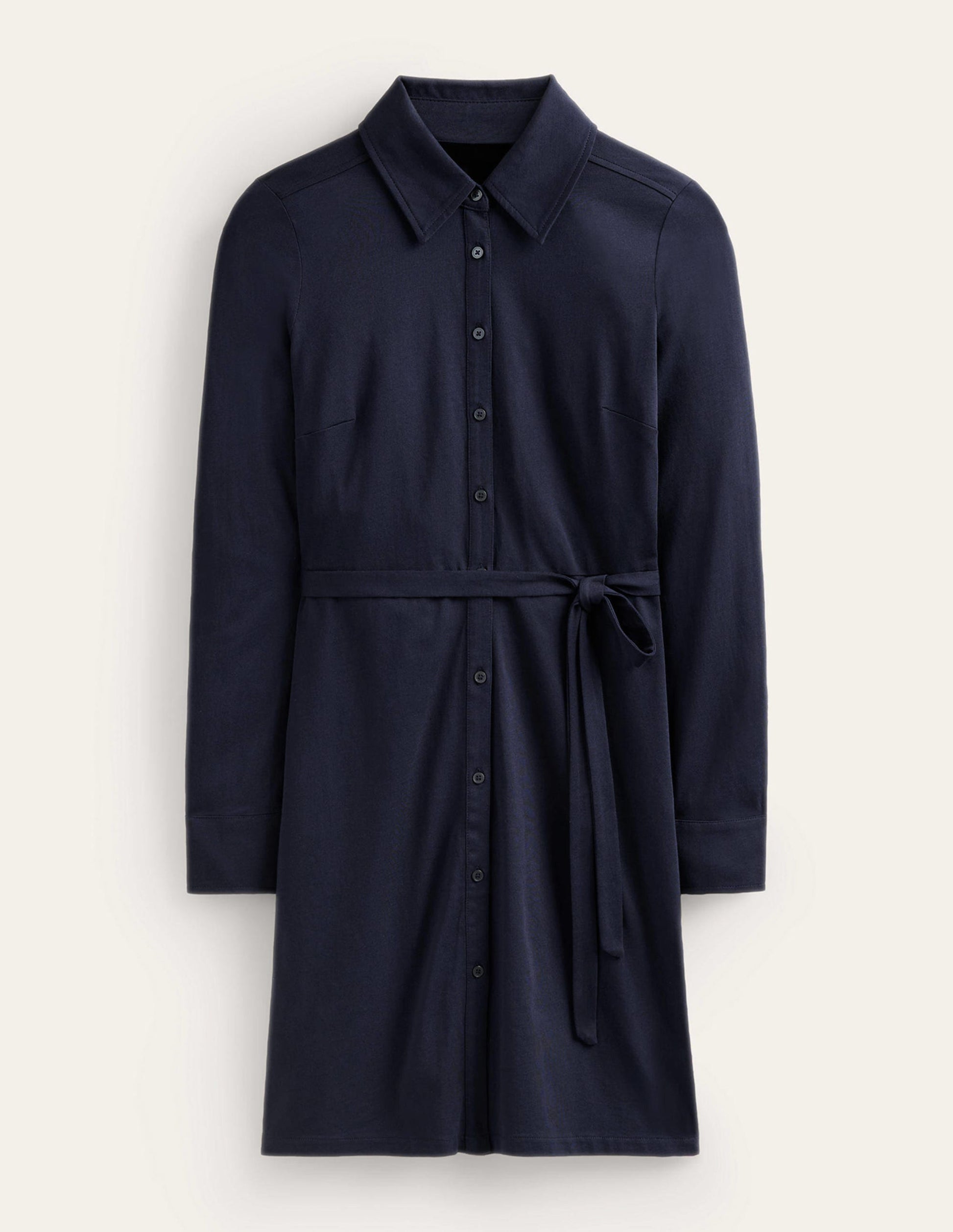 Jessie Jersey Shirt Dress-Navy-5