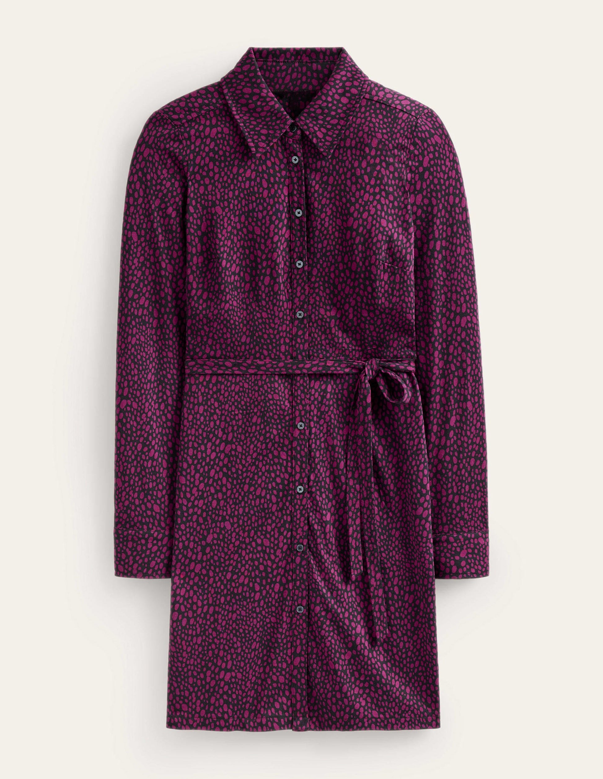 Jessie Jersey Shirt Dress-Damson Berry, Animal Spot-6