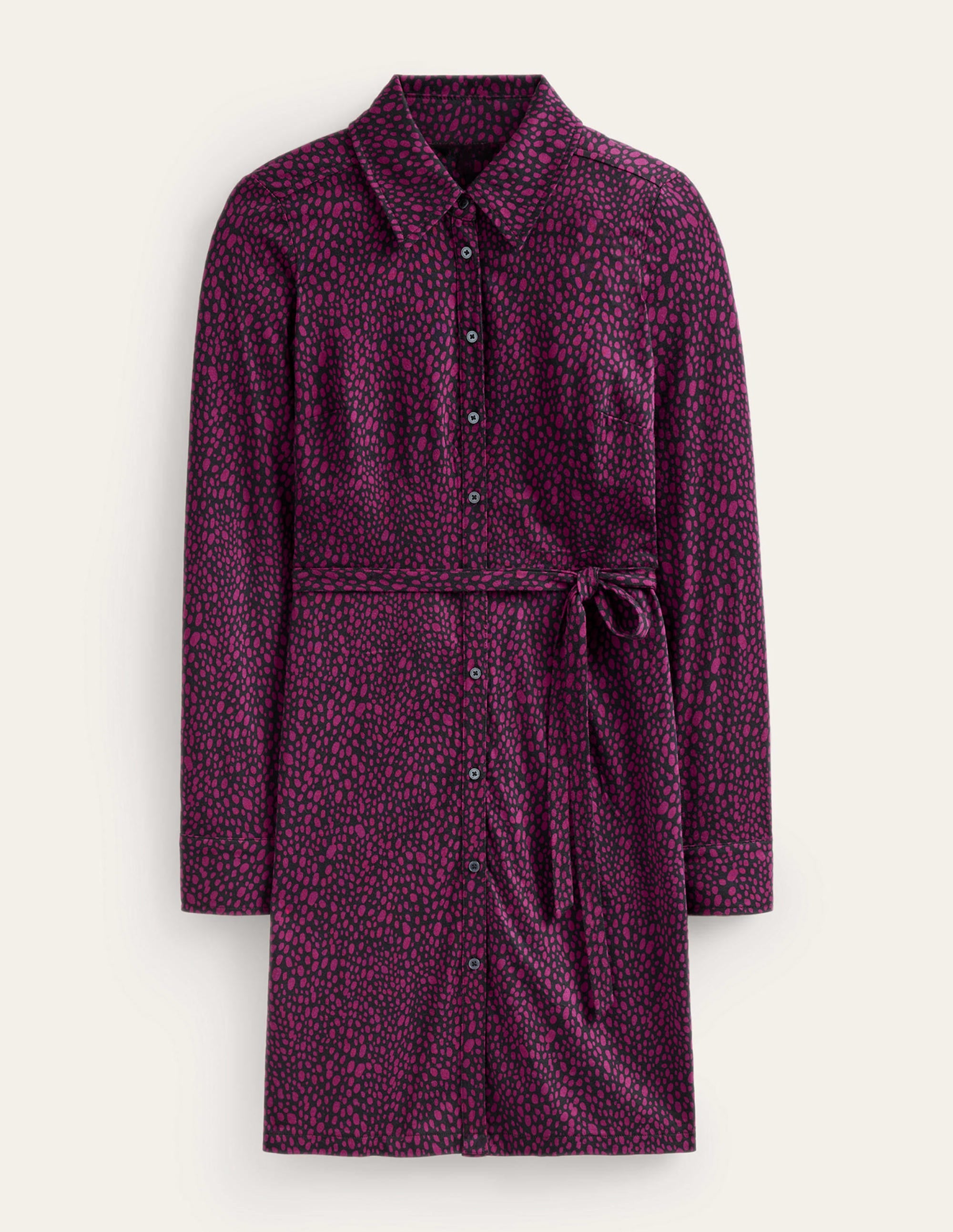 Jessie Jersey Shirt Dress-Damson Berry, Animal Spot - Image 6