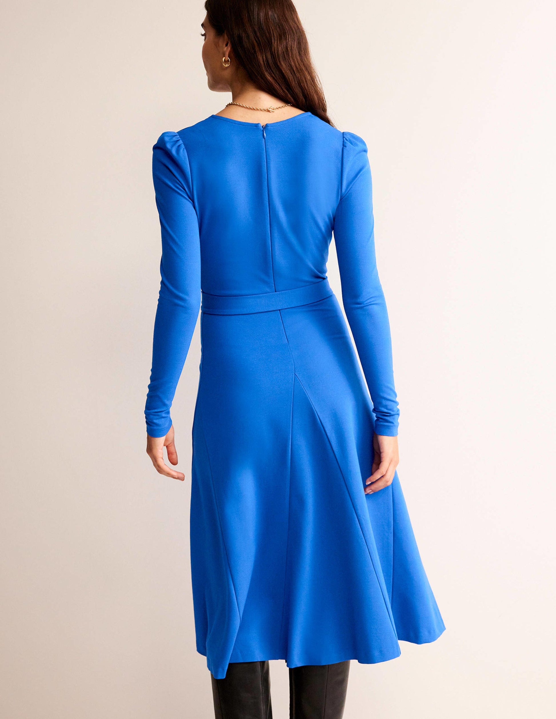 Bella Ponte V-Neck Midi Dress-Bright Blue-3