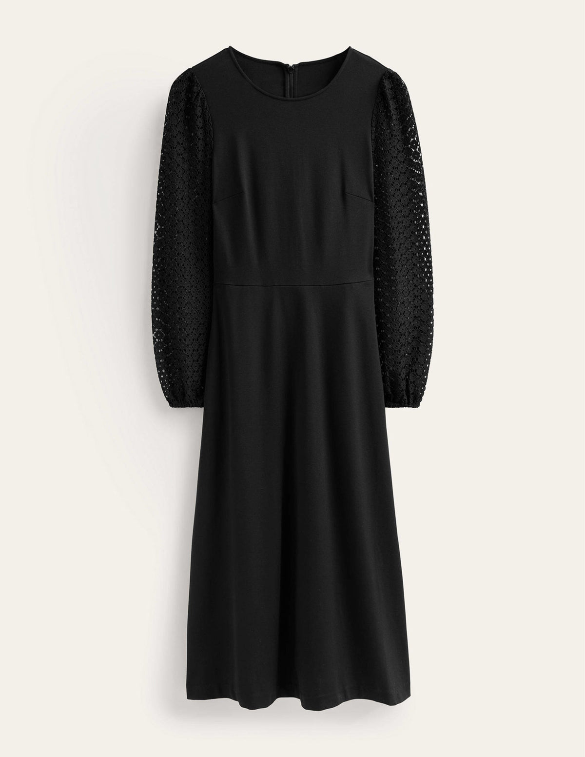 Sleeve Detail Midi Dress-Black-6