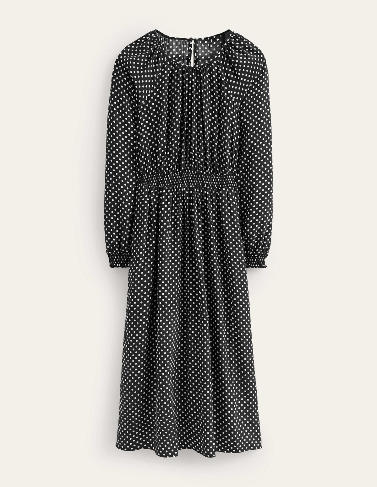 Gather Raglan Midi Dress-Black, Dotty - Image 5