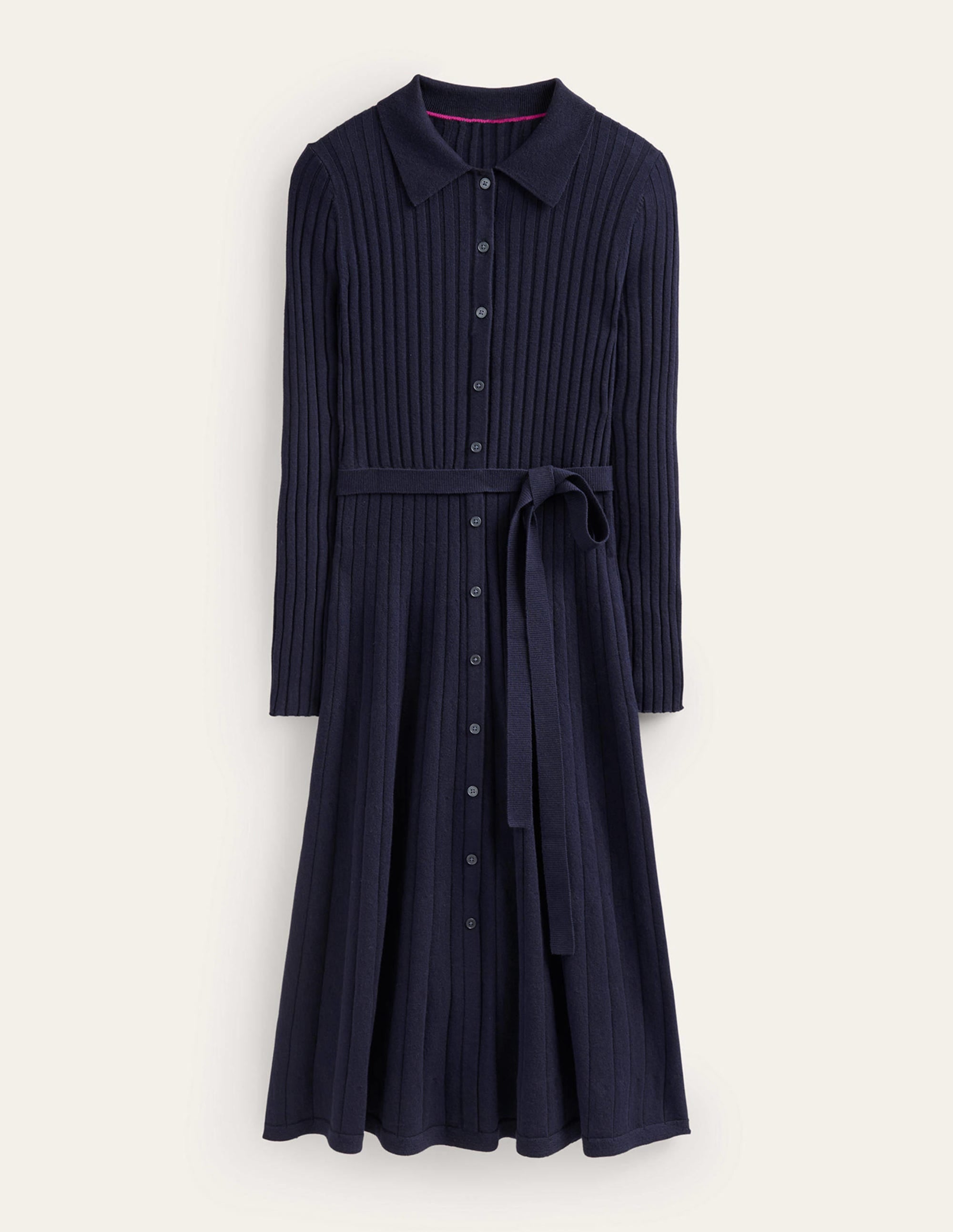 Rachel Knitted Shirt Dress-Dark Blue - Image 5