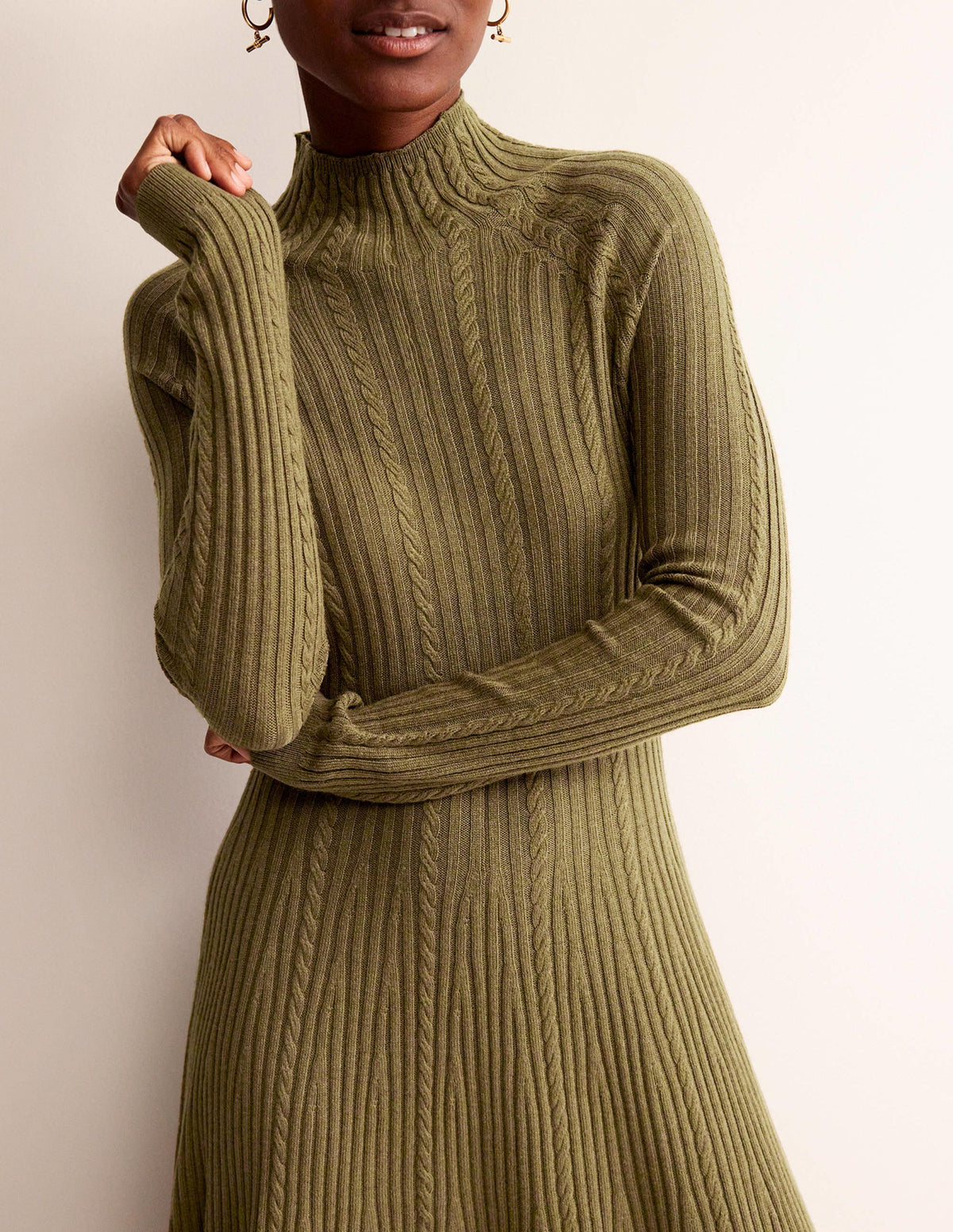 Tessa Knitted Dress-Dark Moss - Image 2