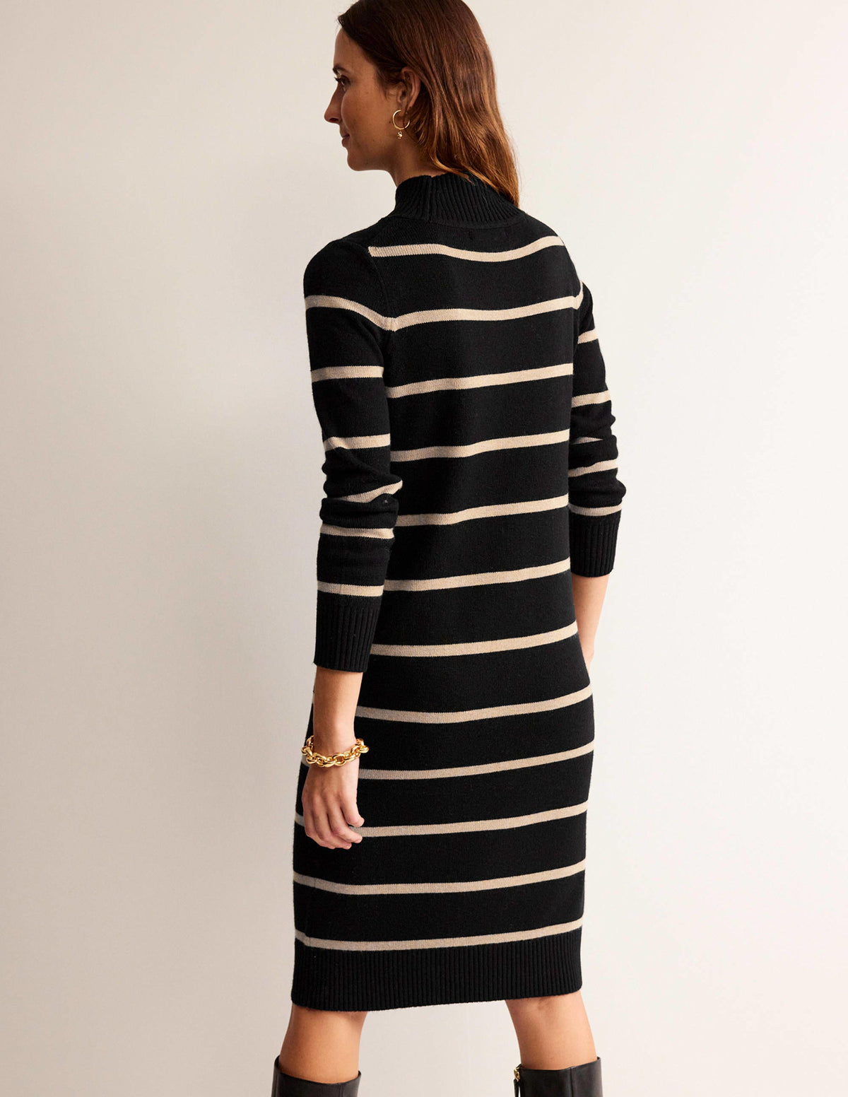 Verity Knitted Dress-Black and Camel-3