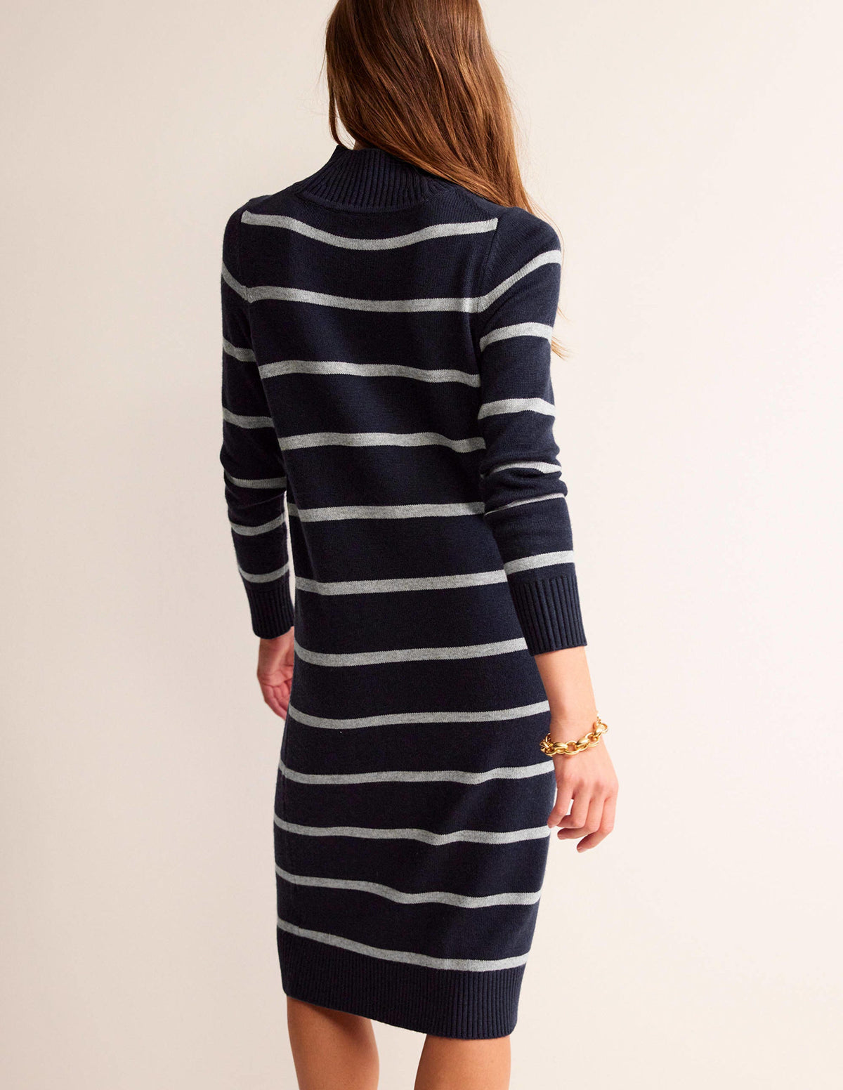 Verity Knitted Dress-Navy and Grey Melange - Image 4