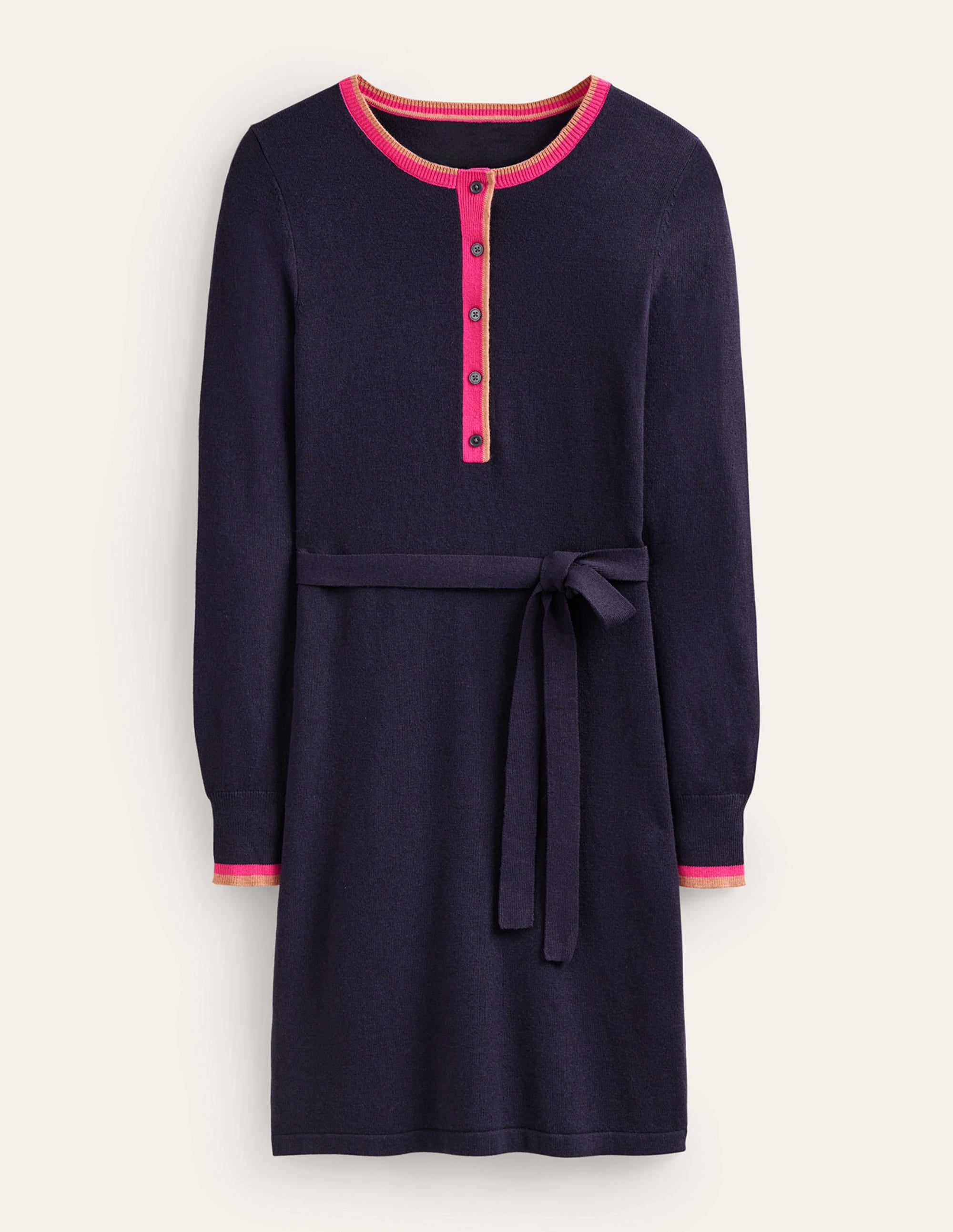 Gemma Henley Knitted Dress-Navy - Image 6