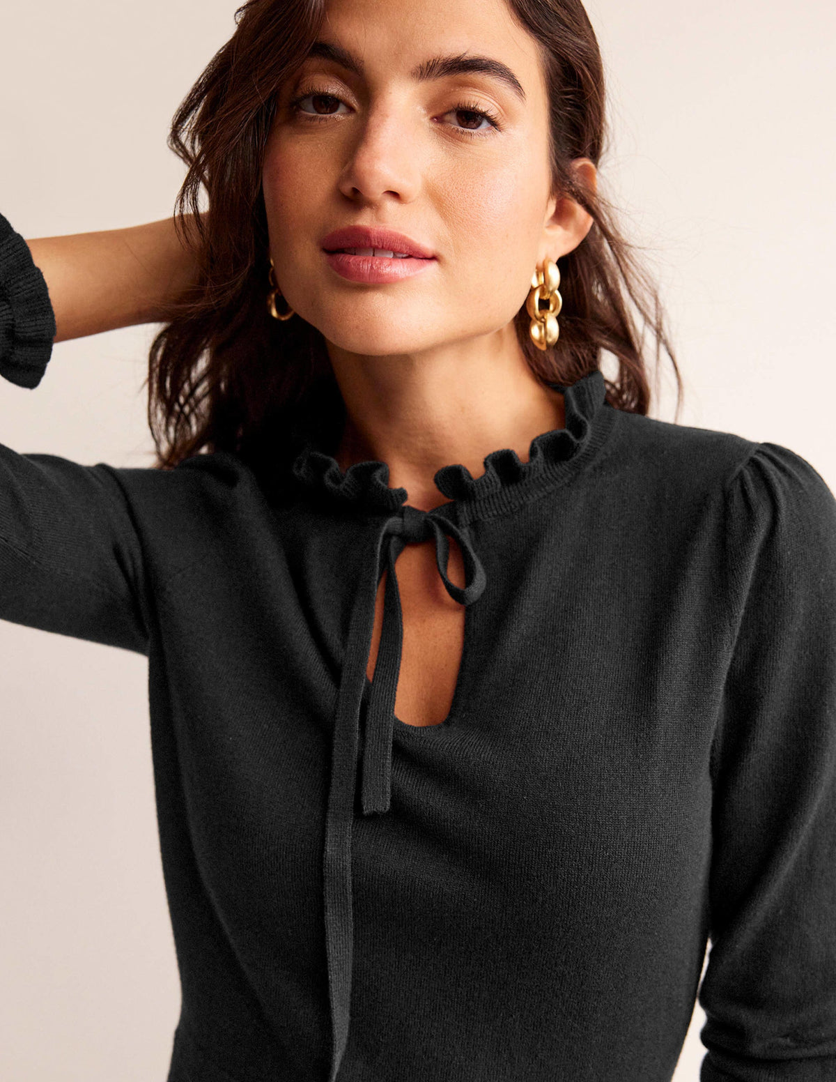 Ruffle-Detail Dress-Black - Image 3
