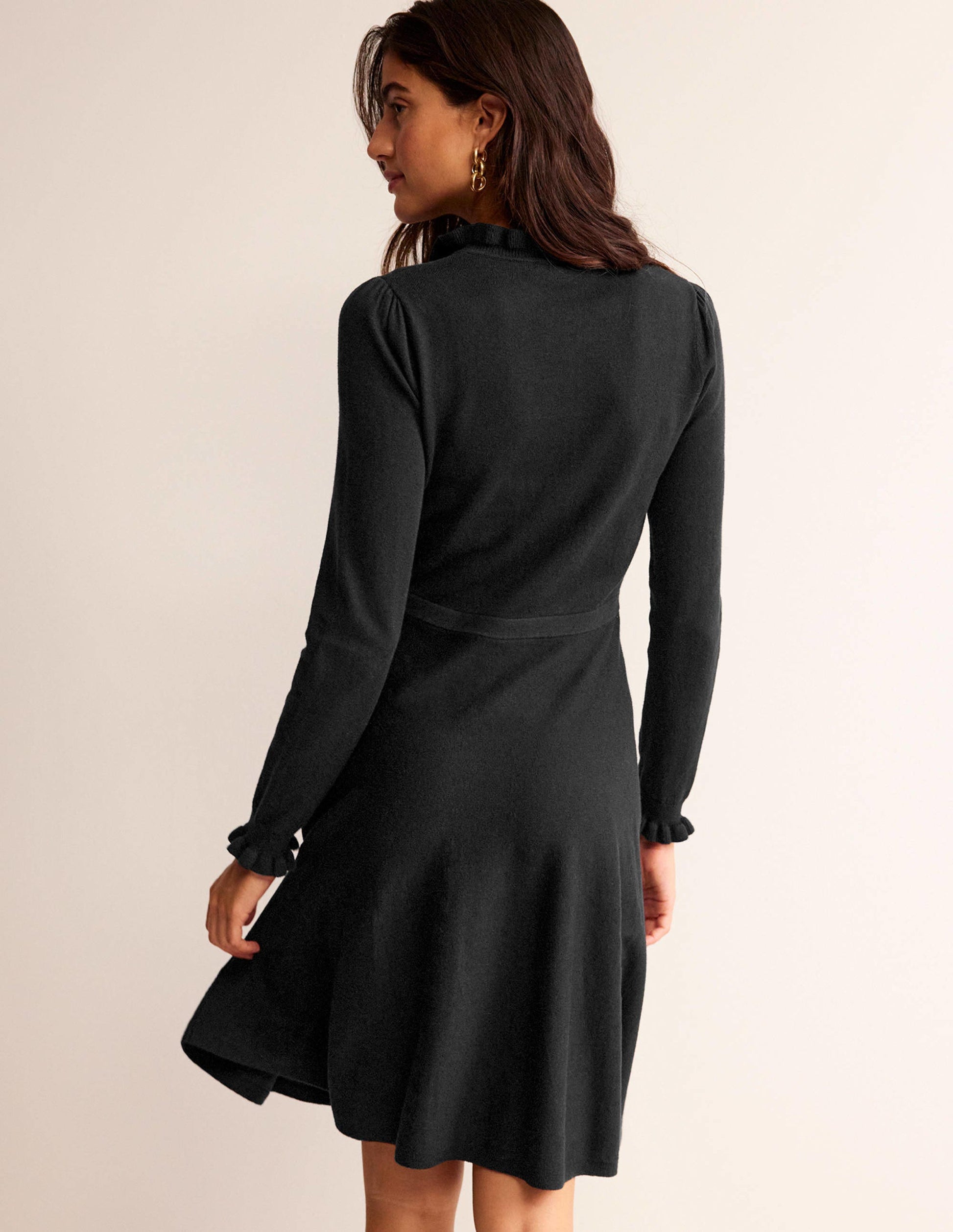 Ruffle-Detail Dress-Black-4