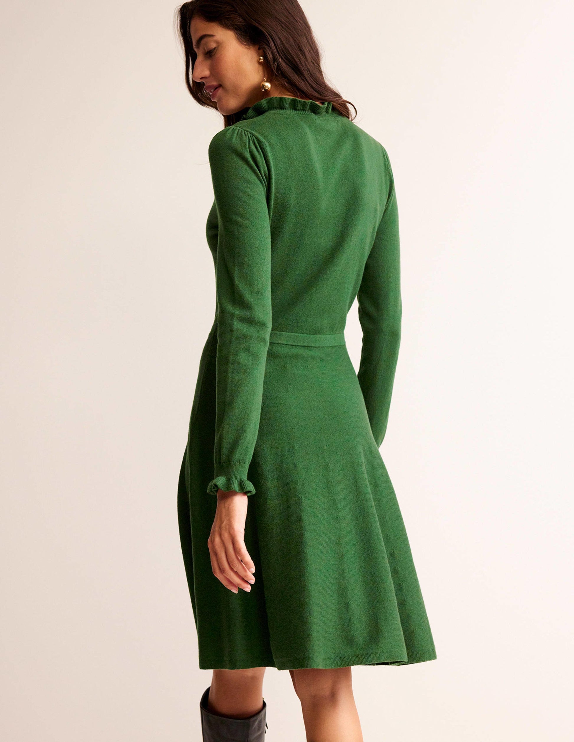 Ruffle-Detail Dress-Amazon Green-3