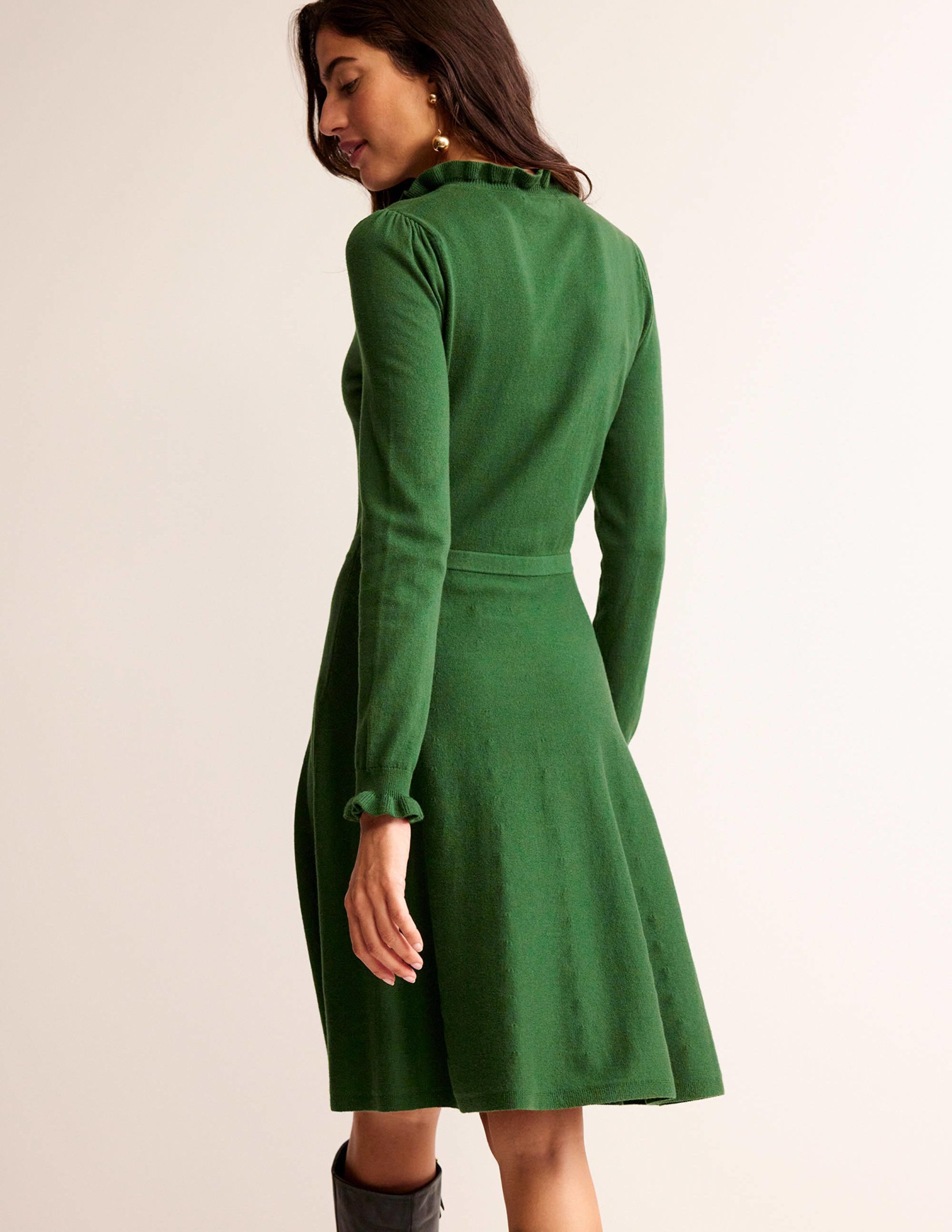 Ruffle-Detail Dress-Amazon Green - Image 3