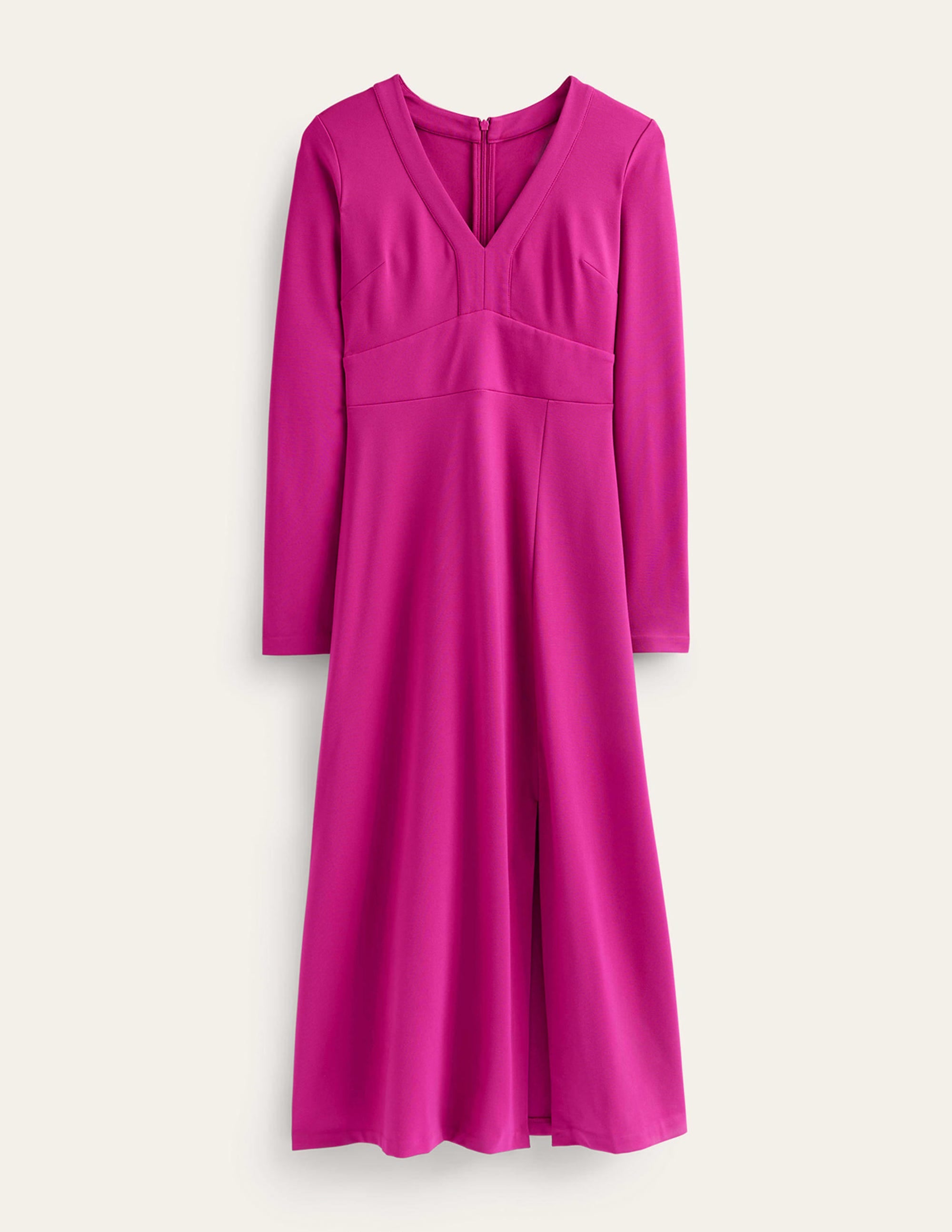 V-Neck Ponte Maxi Dress-Vibrant Plum - Image 5