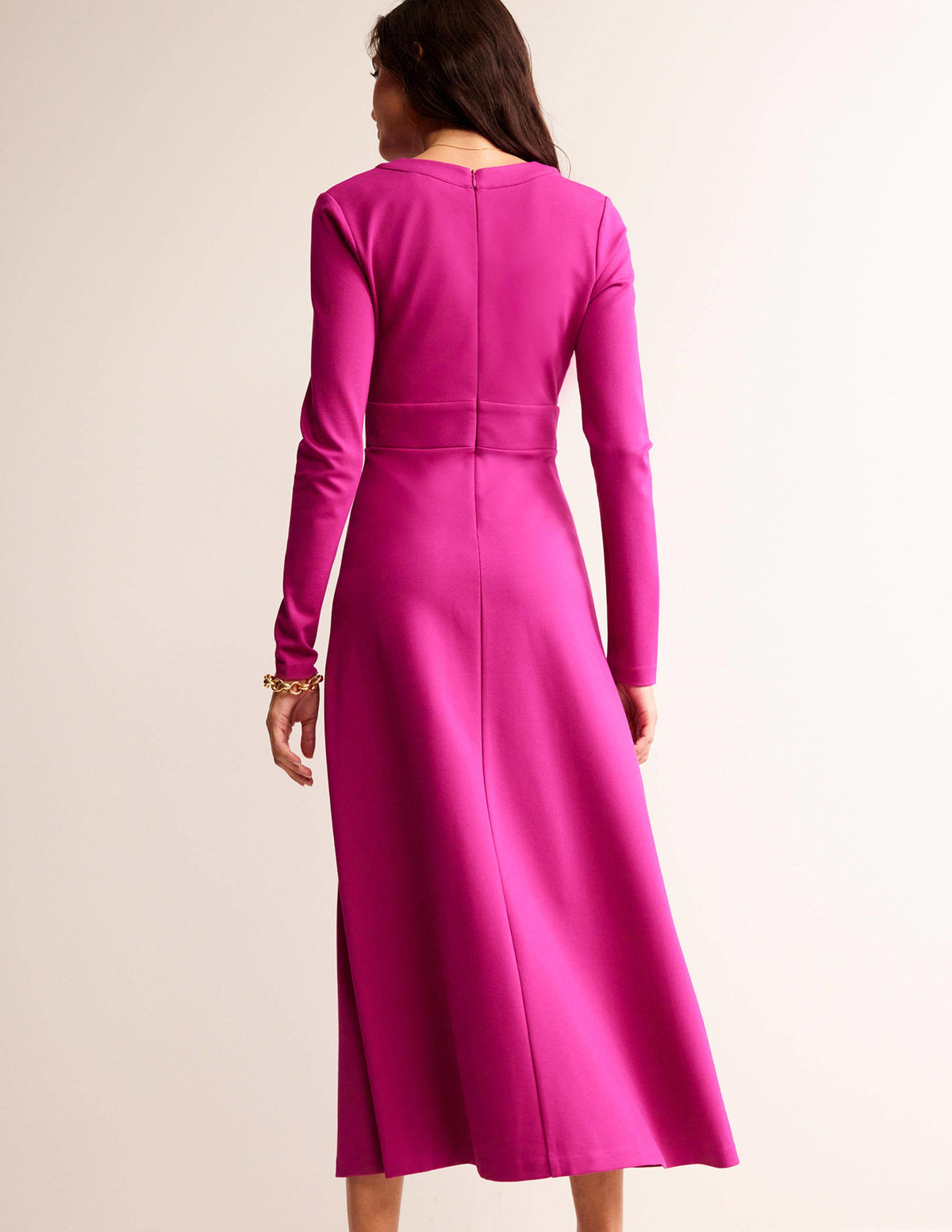 V-Neck Ponte Maxi Dress-Vibrant Plum - Image 4