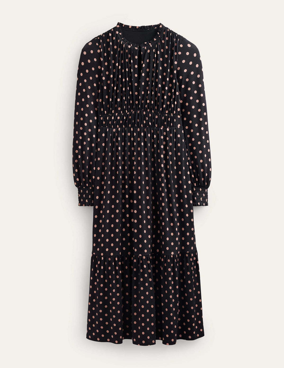 Rosanna Long Sleeve Tea Dress-Black, Spot - Image 7