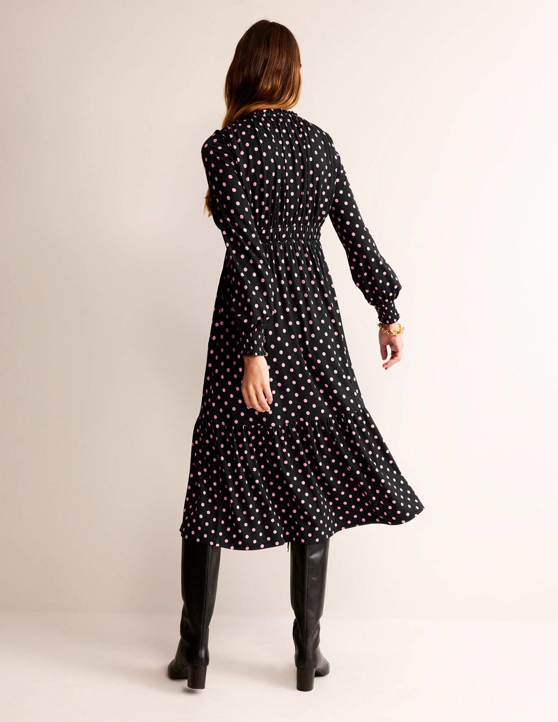 Rosanna Long Sleeve Tea Dress-Black, Spot-6