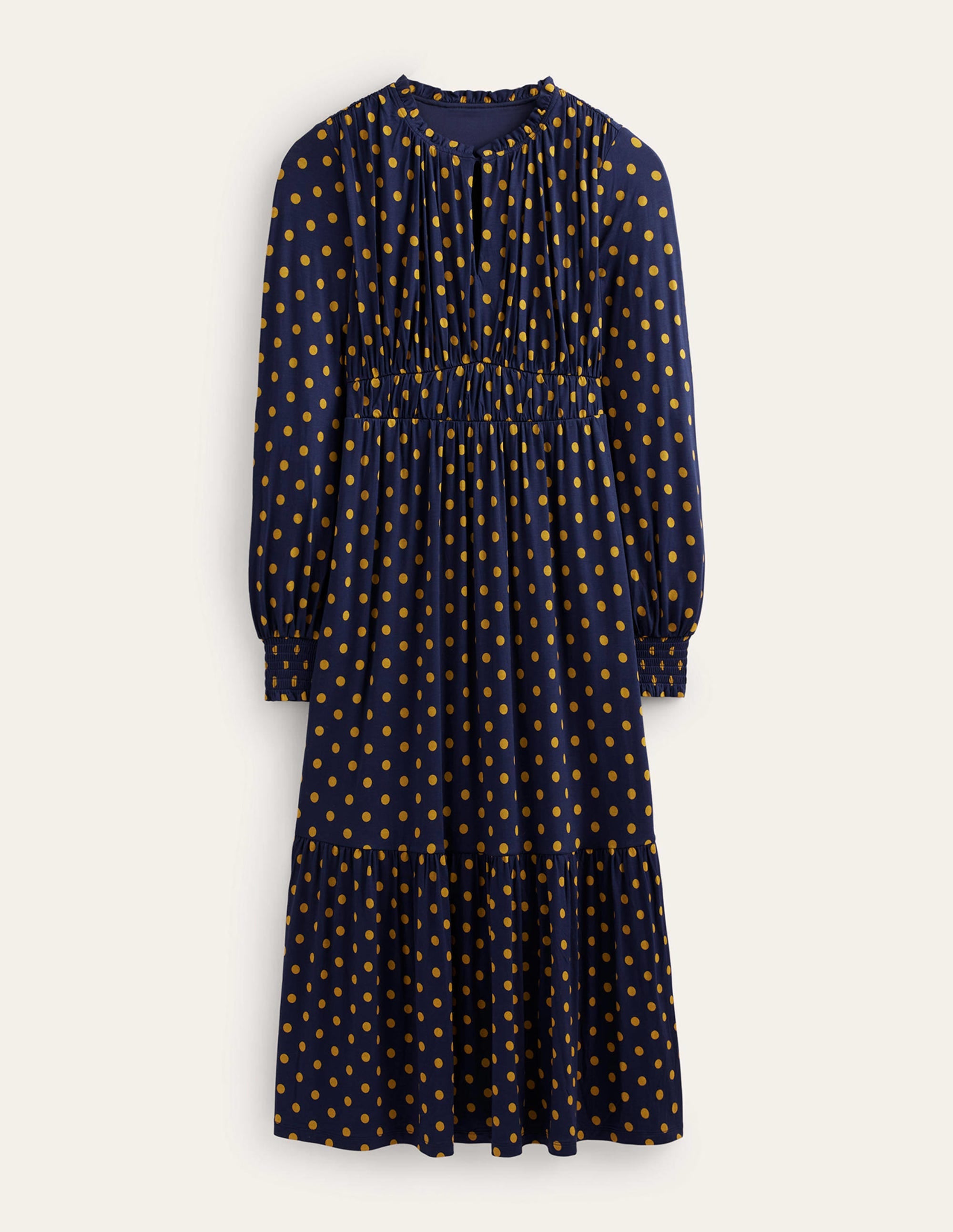 Rosanna Long Sleeve Tea Dress-French Navy, Spot - Image 10