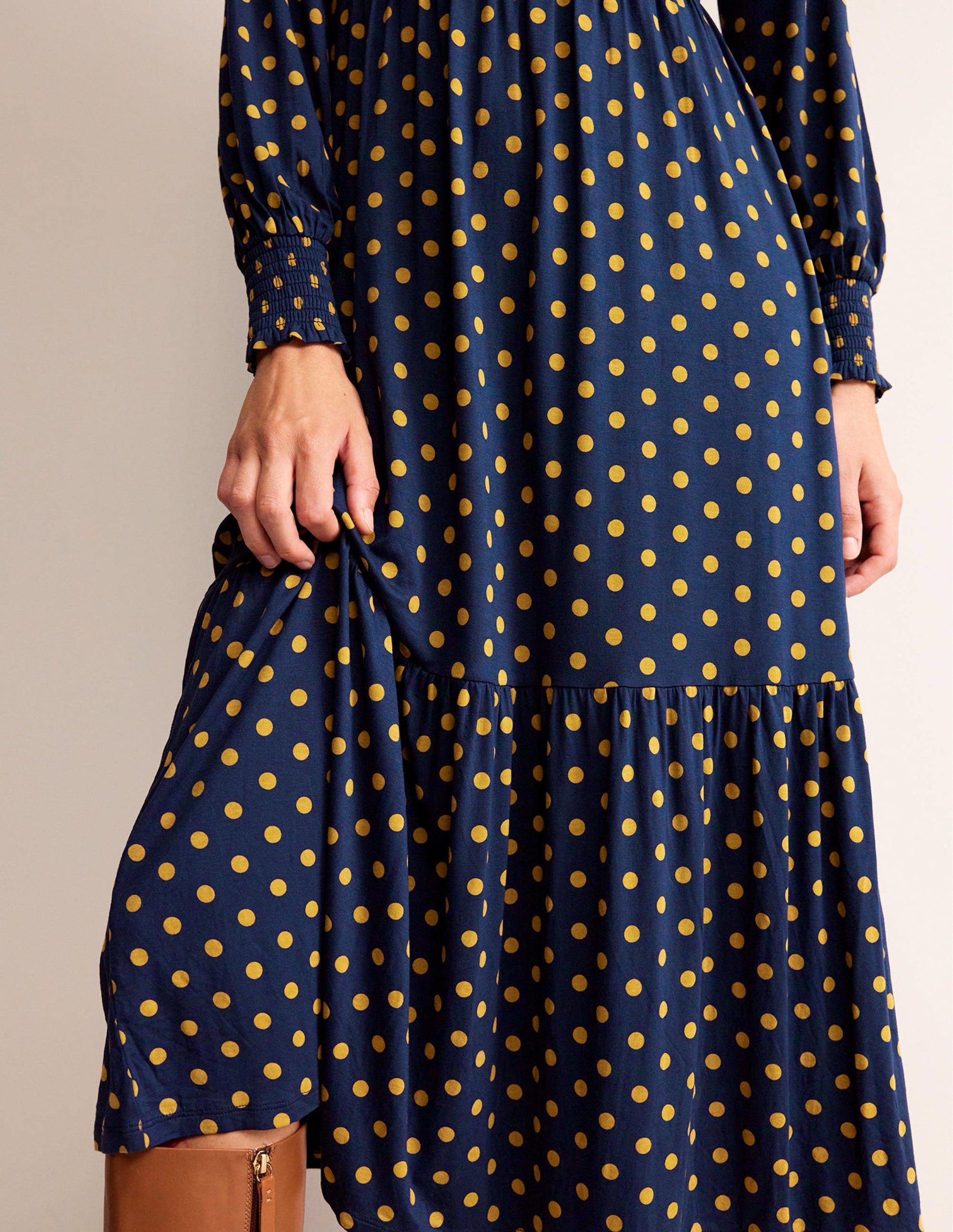 Rosanna Long Sleeve Tea Dress-French Navy, Spot-4