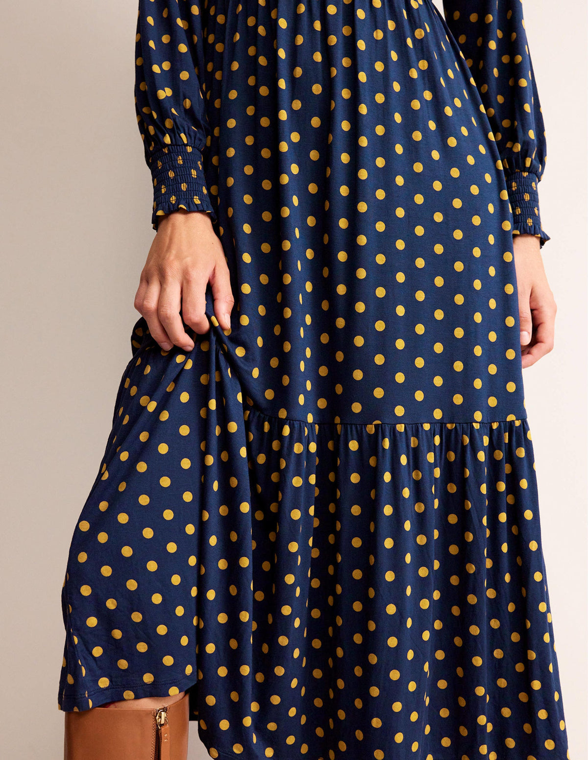 Rosanna Long Sleeve Tea Dress-French Navy, Spot - Image 4