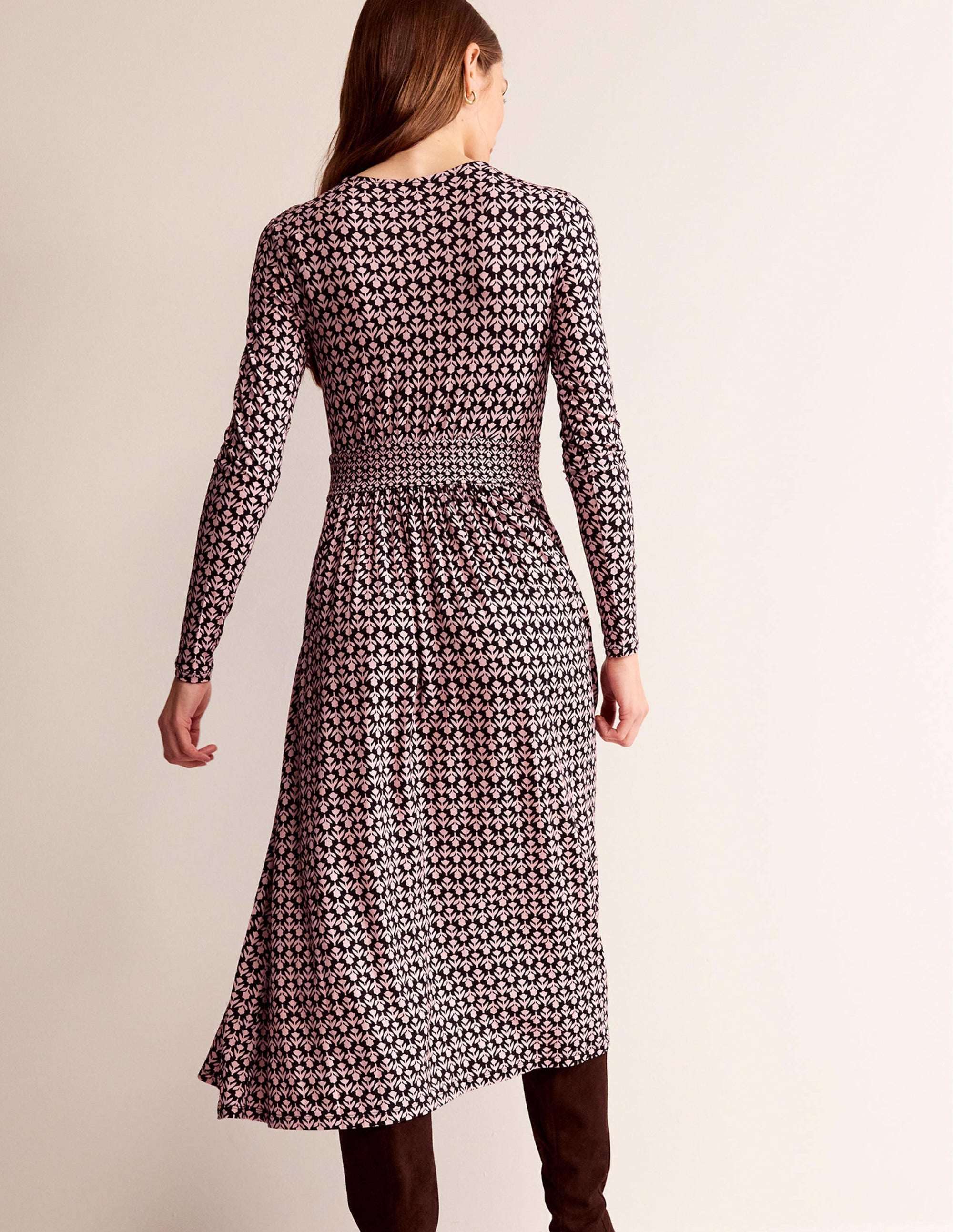 Thea Long Sleeve Midi Dress-Black and Milkshake, Tulip Pop - Image 3