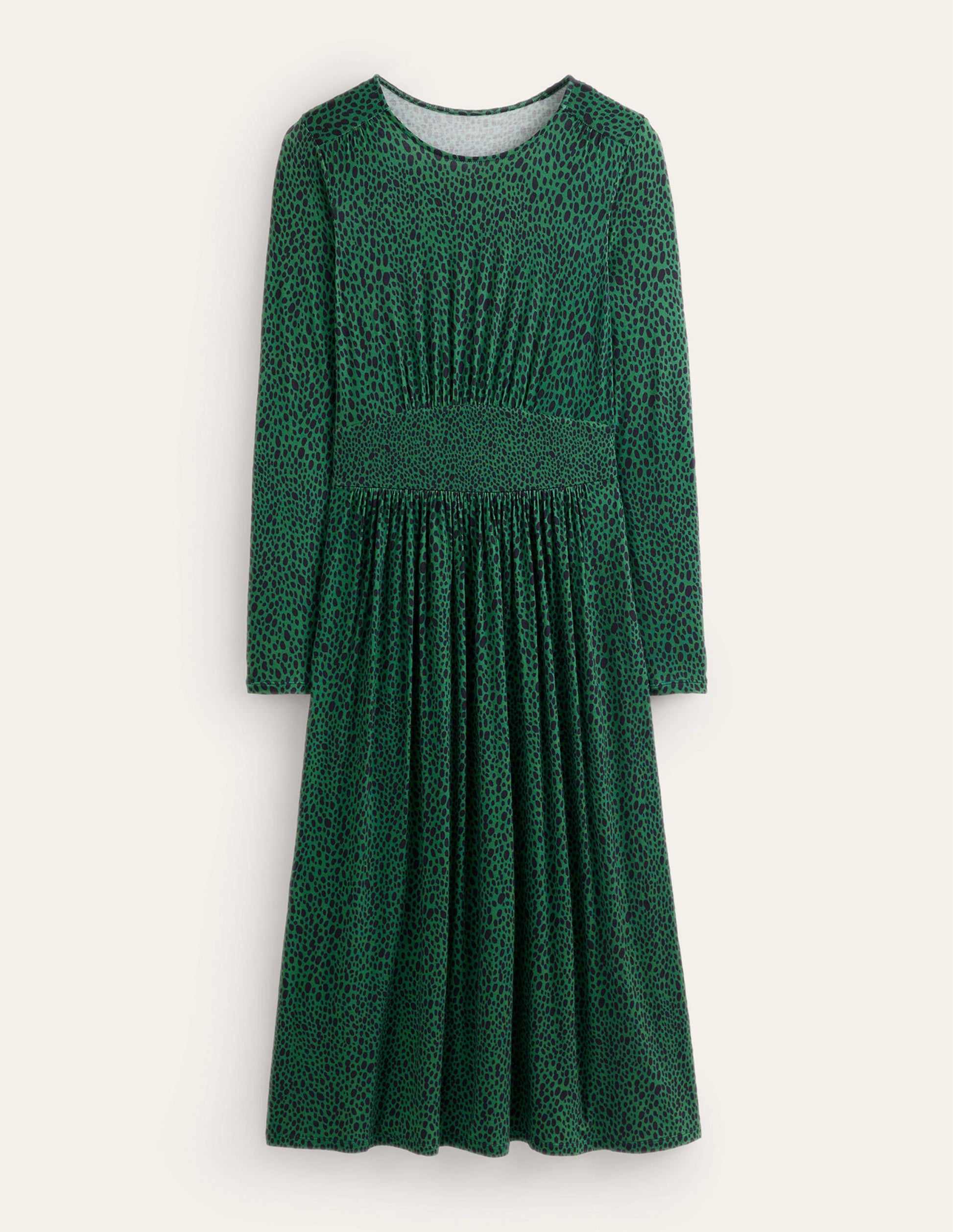 Thea Long Sleeve Midi Dress-Amazon Green, Animal Spot-5