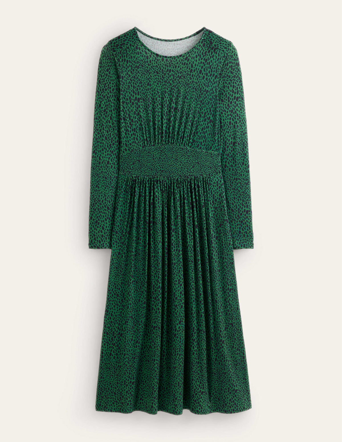 Thea Long Sleeve Midi Dress-Amazon Green, Animal Spot - Image 5