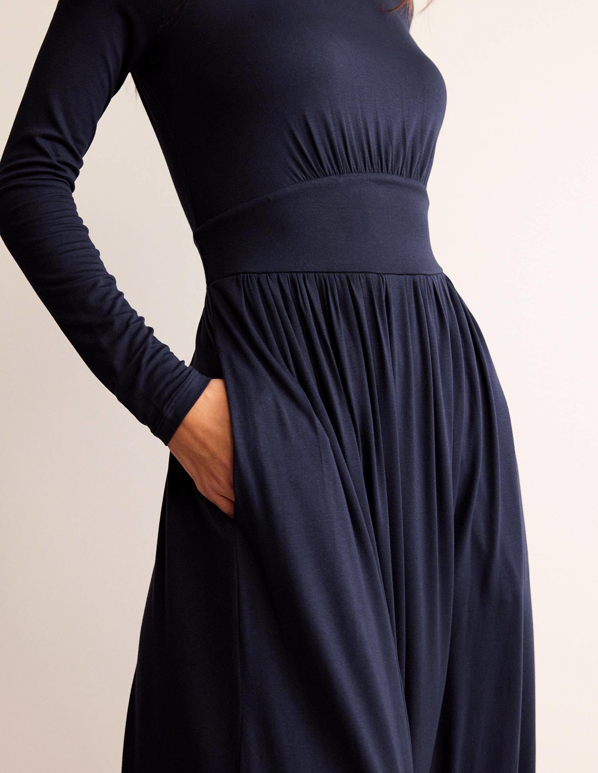 Thea Long Sleeve Midi Dress-Navy - Image 2