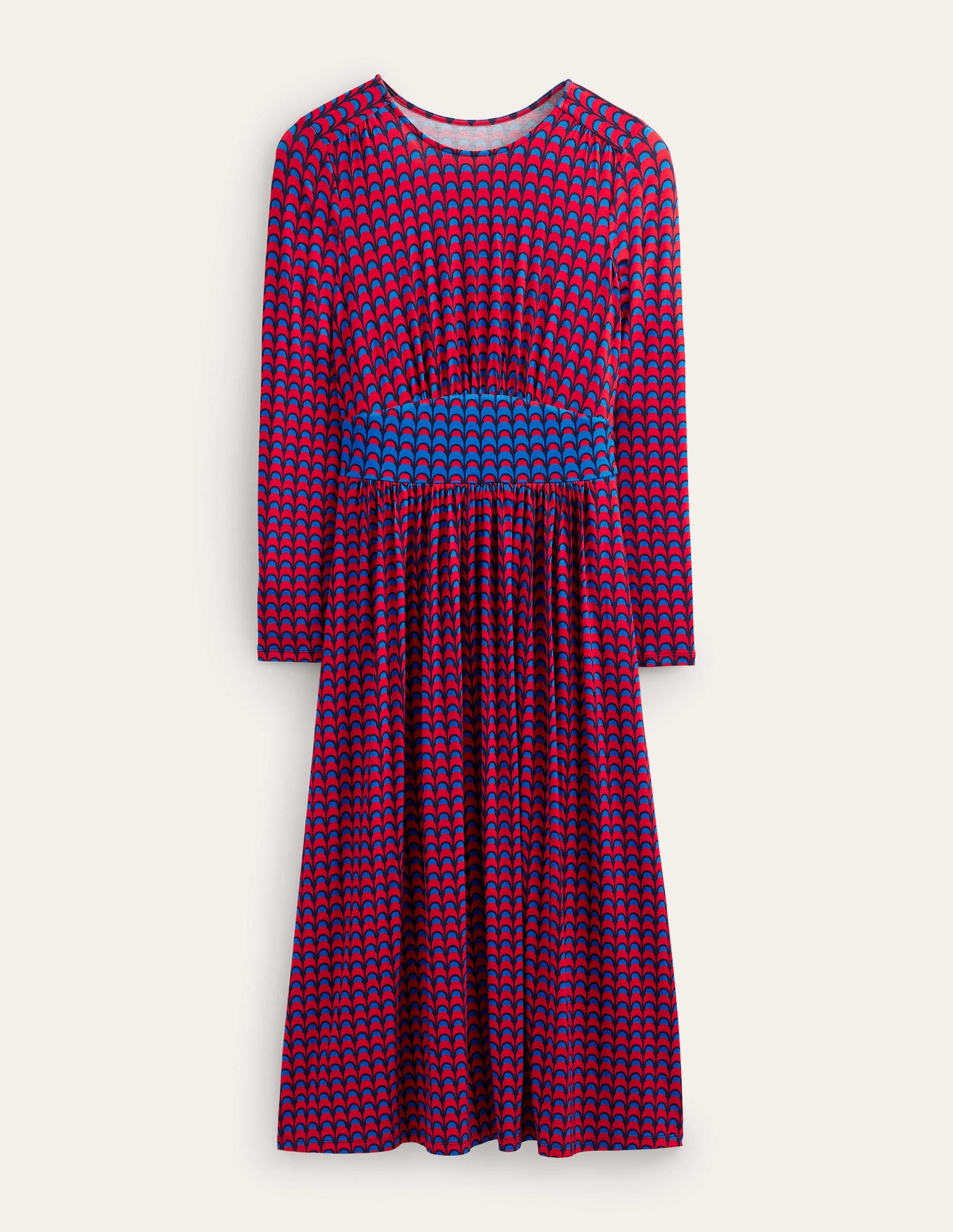 Thea Long Sleeve Midi Dress-Brilliant Red, Geo Charm - Image 7