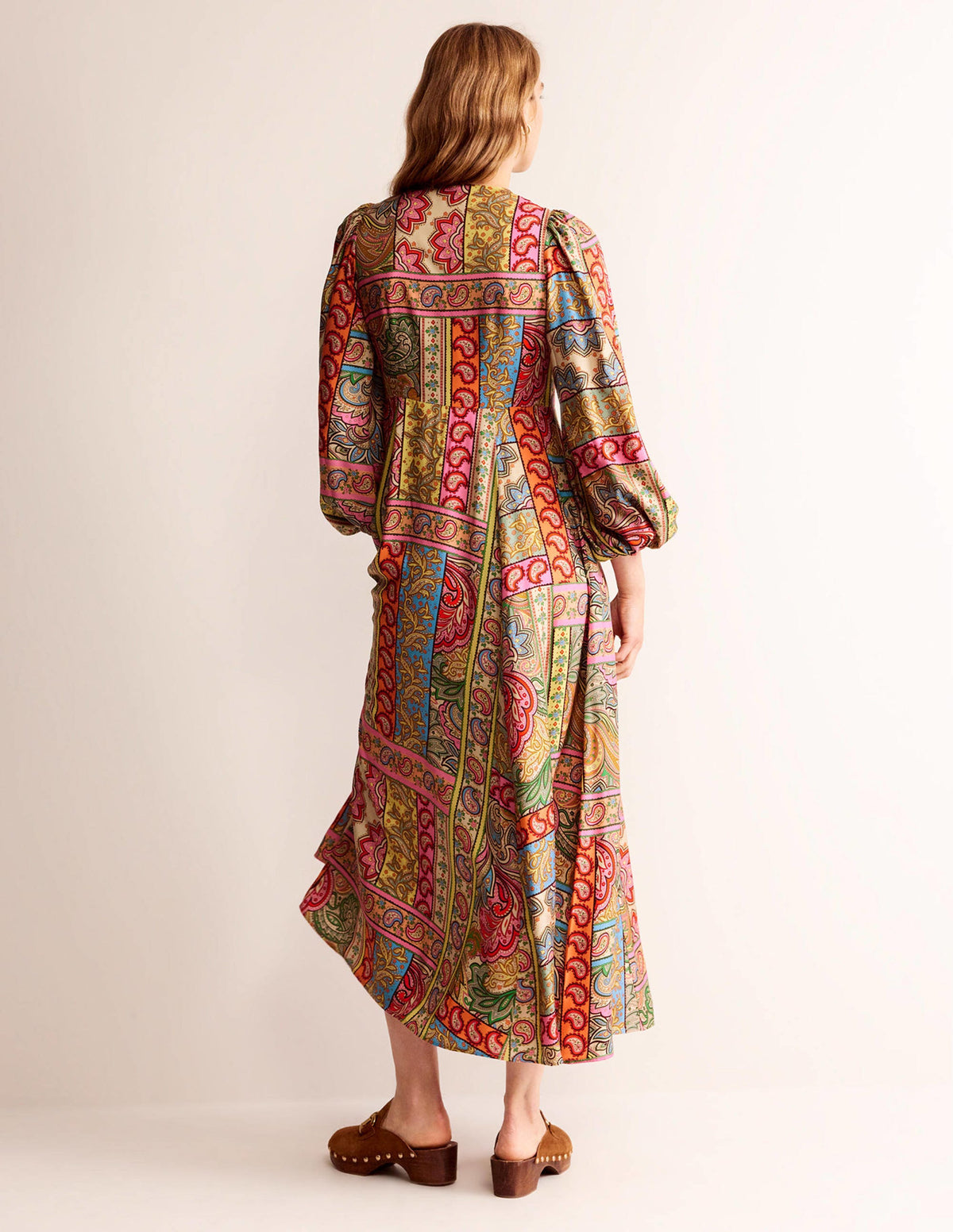 Blouson Sleeve Maxi Tea Dress-Multi, Patchwork - Image 3