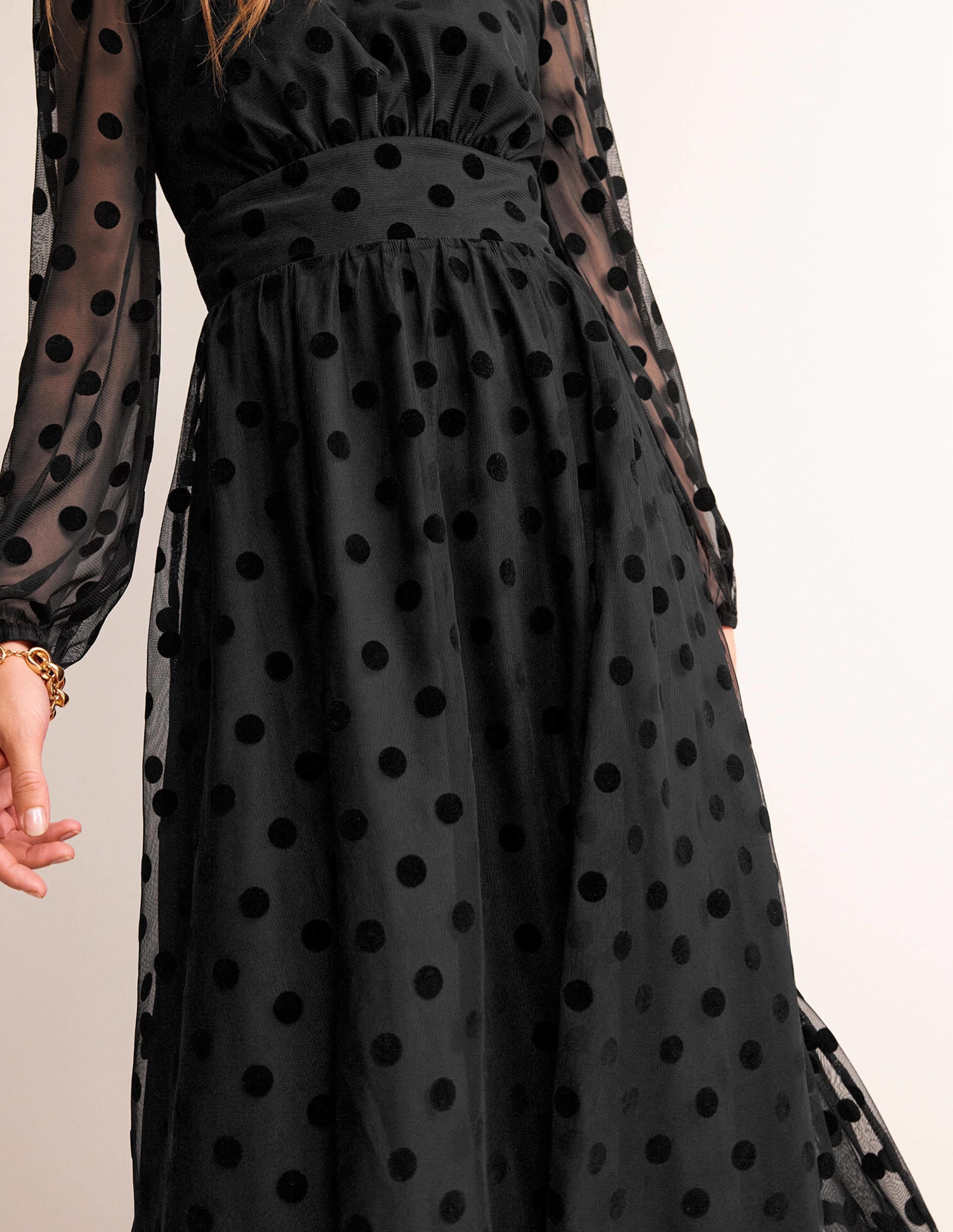 Tulle Spot Midi Dress-Black Spot - Image 2