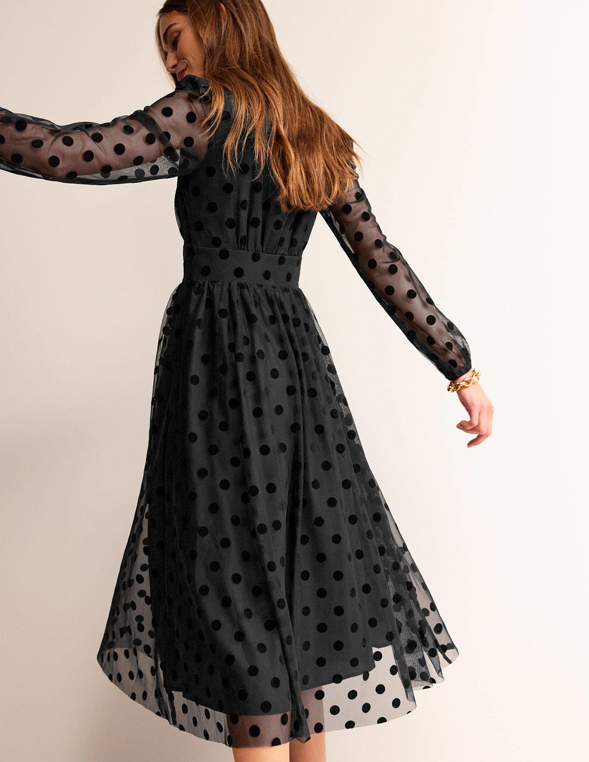 Tulle Spot Midi Dress-Black Spot-3