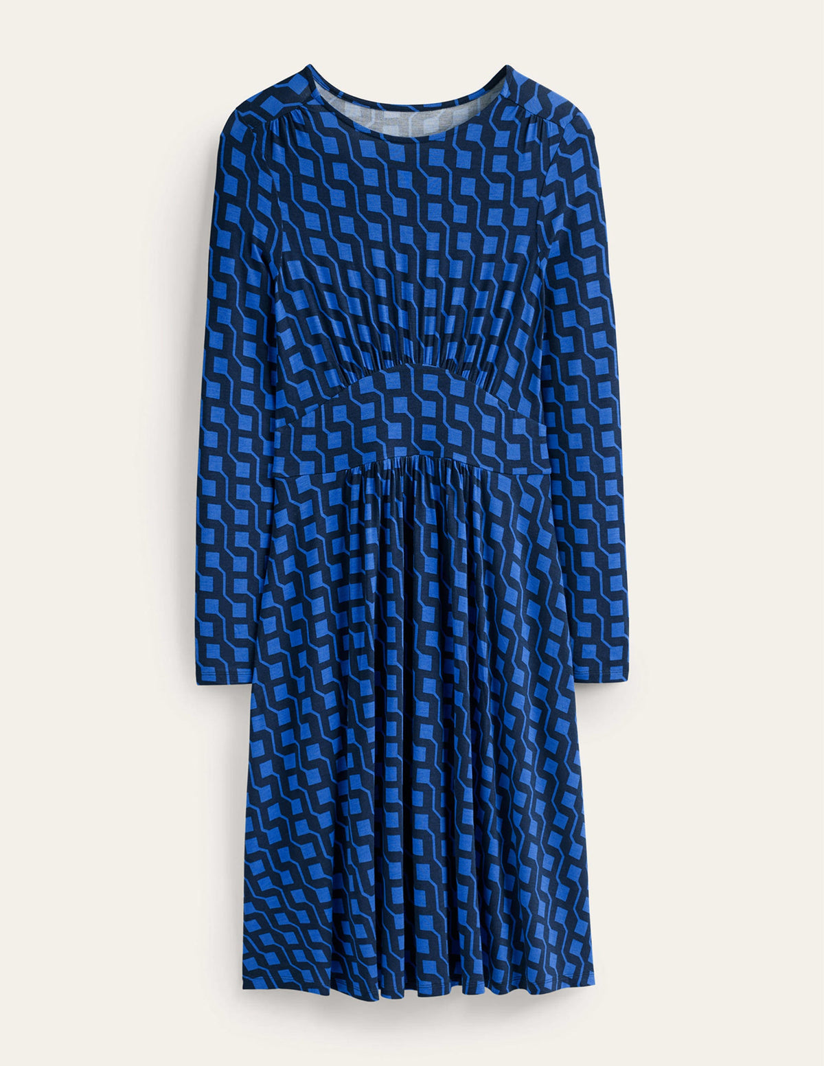 Thea Short Jersey Dress-Bright Cobalt, Cube Geo-5
