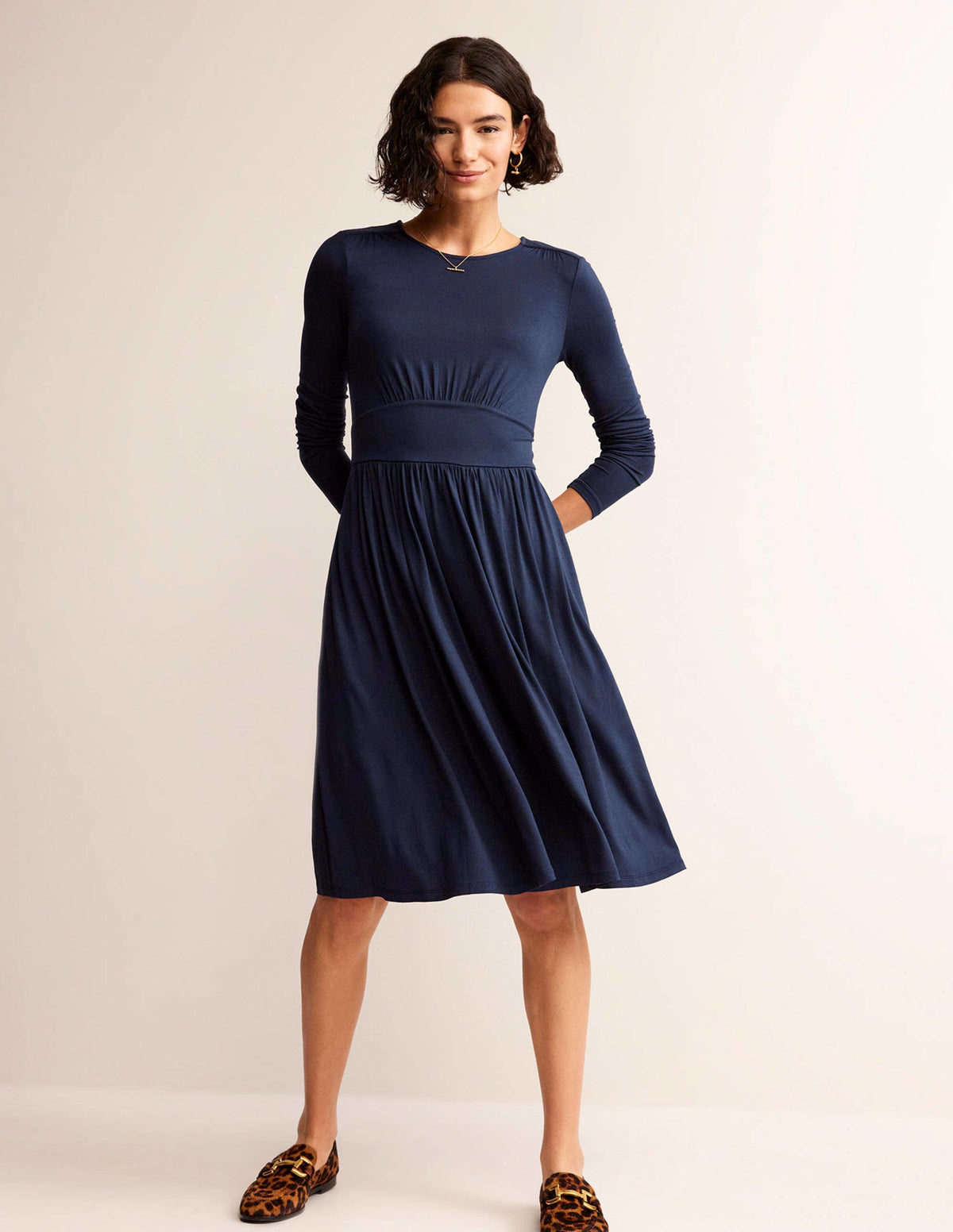 Thea Short Jersey Dress-Navy-1
