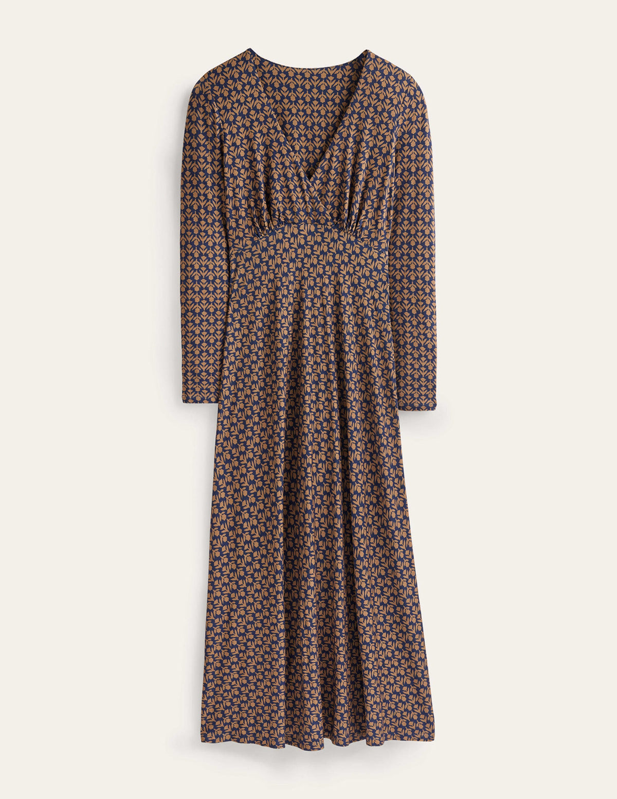 Long Sleeve Jersey Tea Dress-Camel, Tulip Pop - Image 5