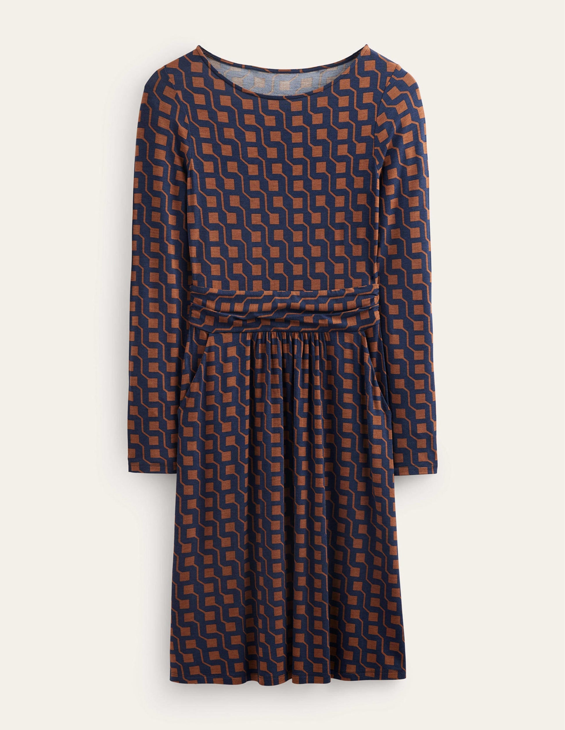 Abigail Jersey Dress-Cognac, Cube Geo-9