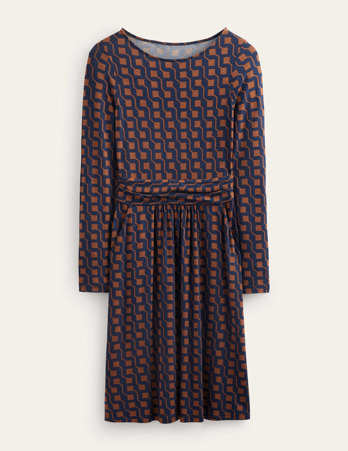 Abigail Jersey Dress-Cognac, Cube Geo - Image 9