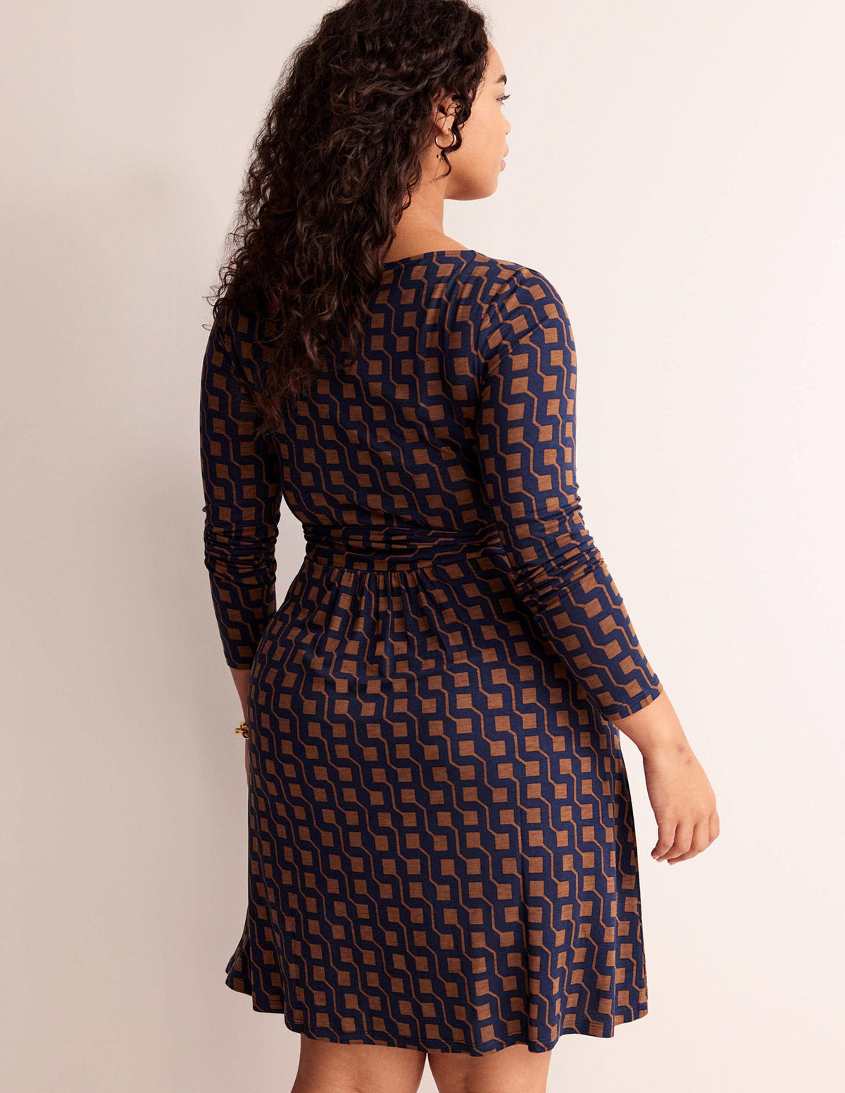 Abigail Jersey Dress-Cognac, Cube Geo - Image 8