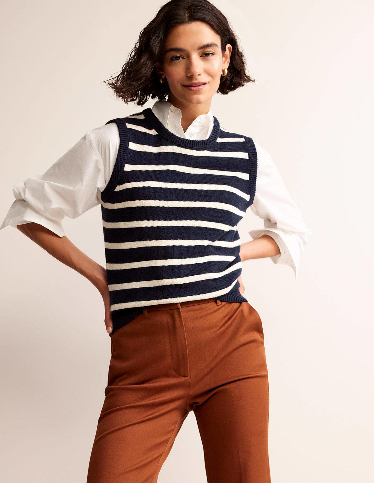 Fiona Sweater Vest-Navy and Ivory-1