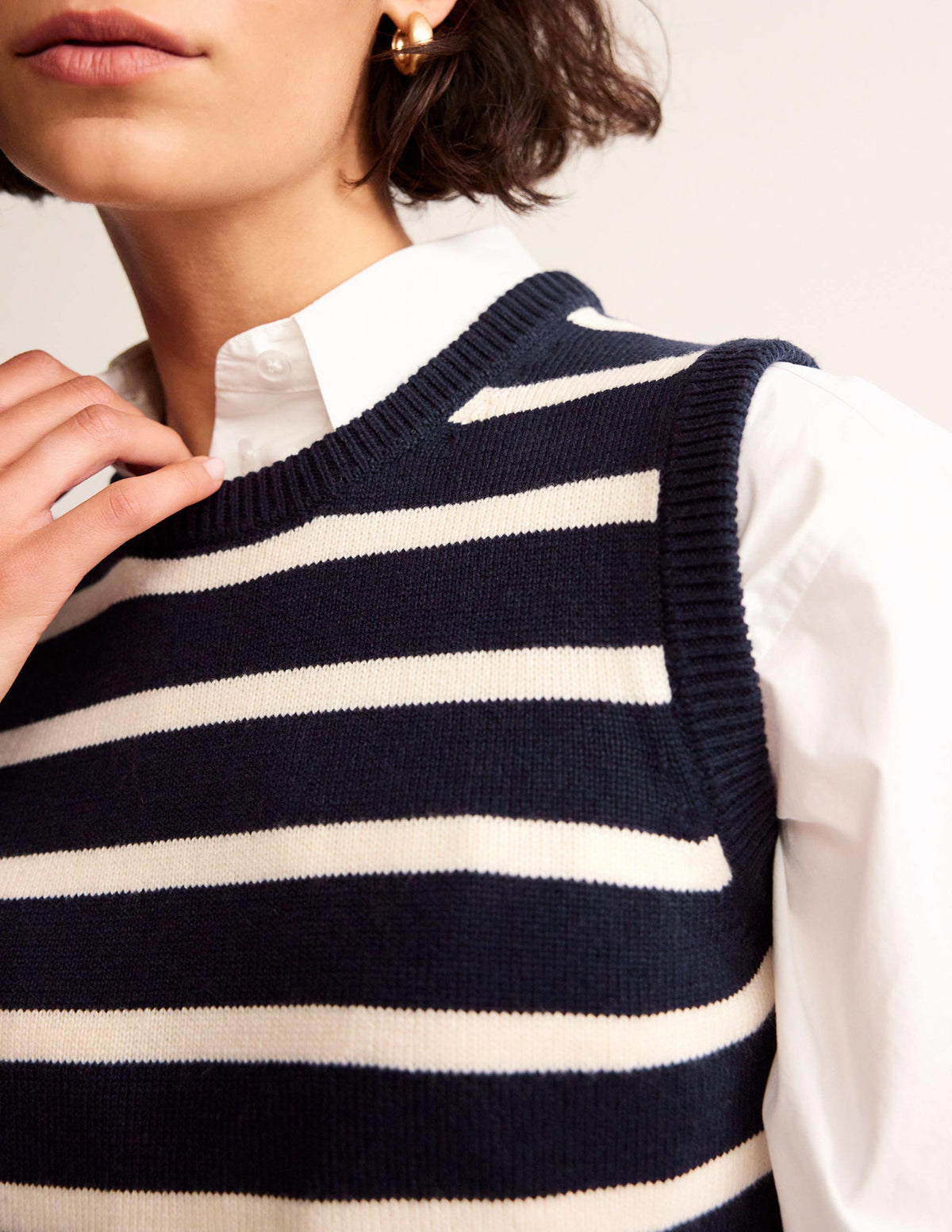 Fiona Sweater Vest-Navy and Ivory - Image 2