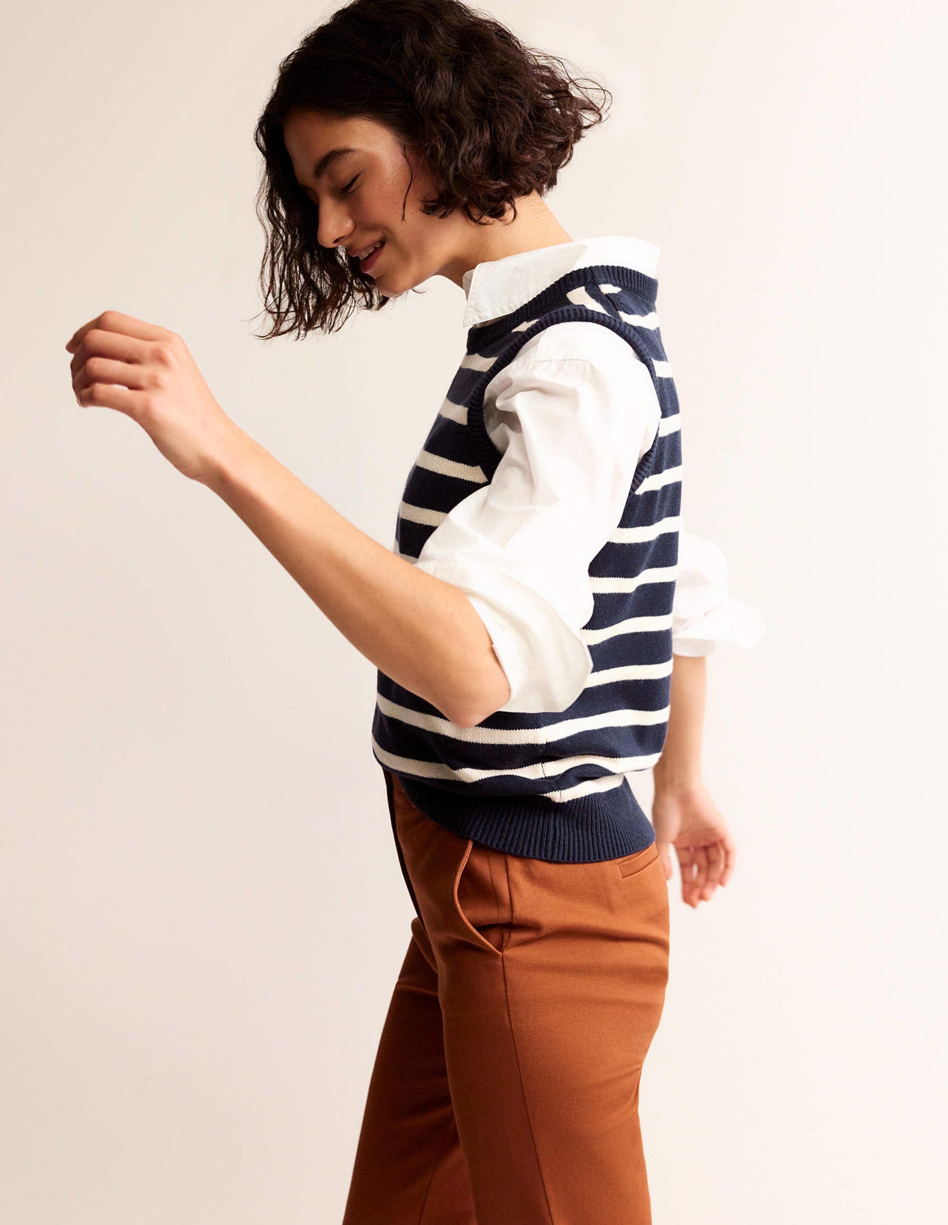 Fiona Sweater Vest-Navy and Ivory-5