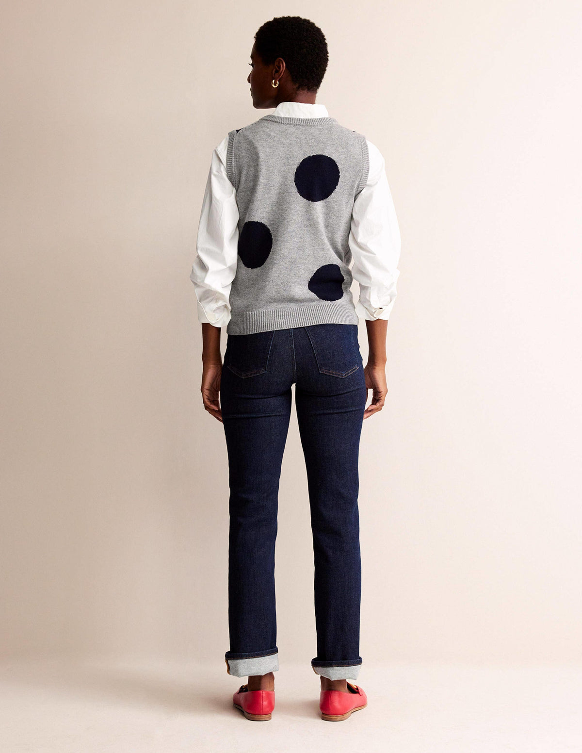 Fiona Sweater Vest-Grey Melange, Navy Spot - Image 6