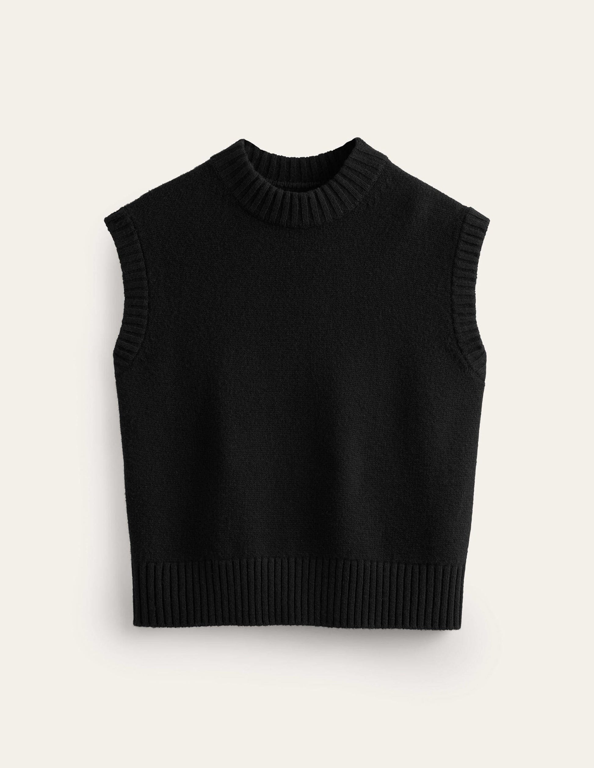 Chunky Cashmere Crew Neck Vest-Black-7