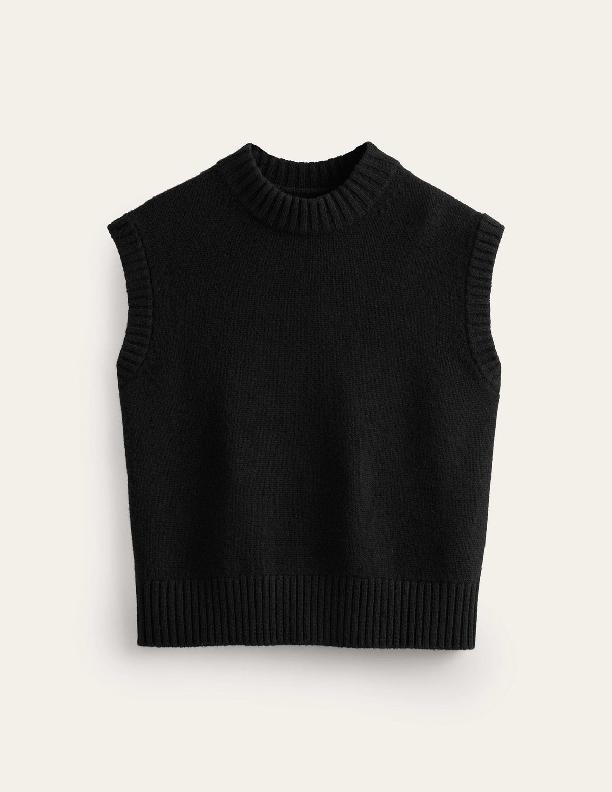 Chunky Cashmere Crew Neck Vest-Black - Image 7