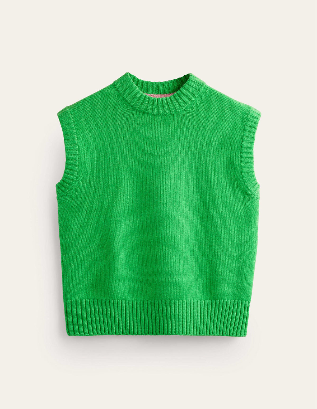 Chunky Cashmere Crew Neck Vest-Pigment Green - Image 6