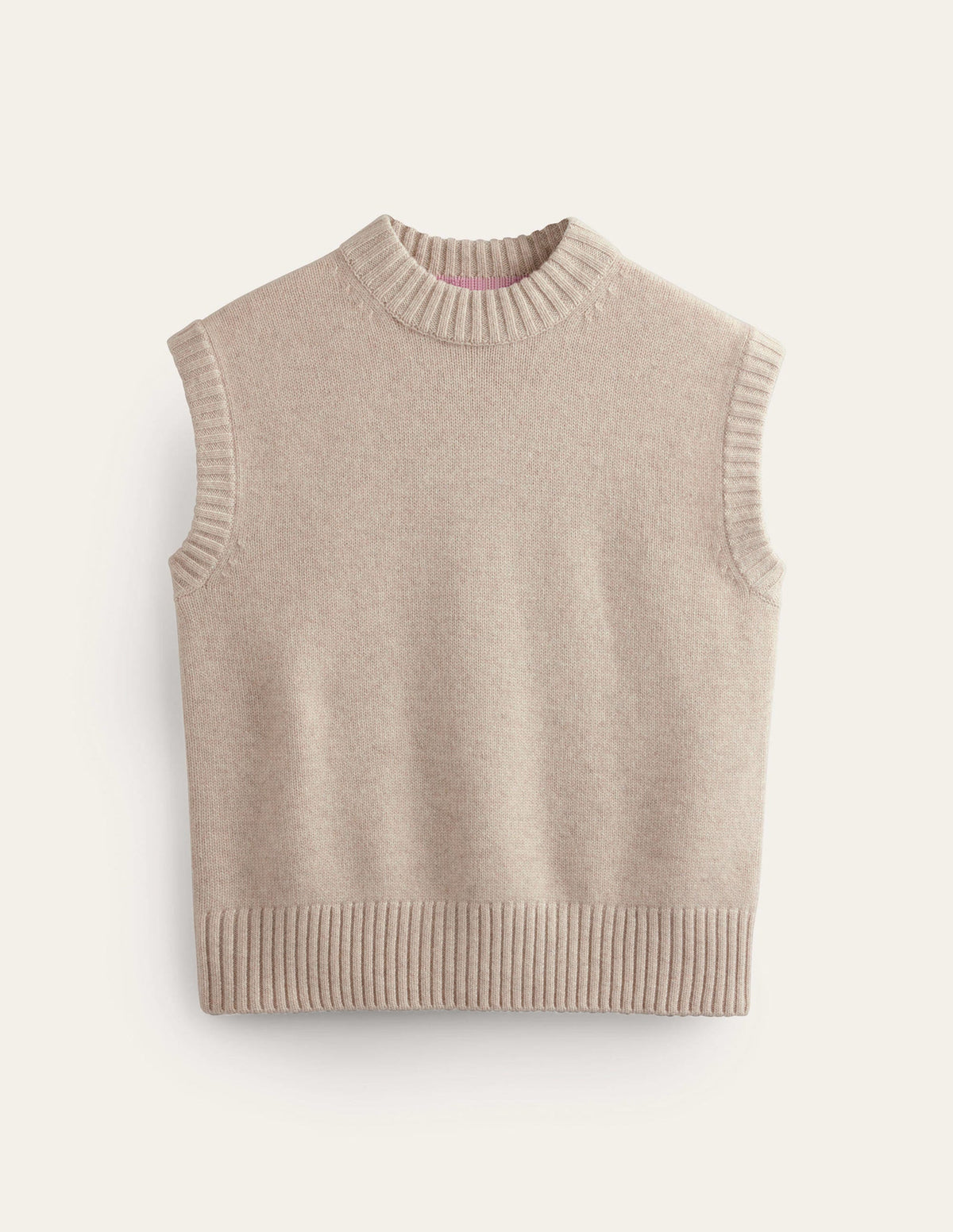 Chunky Cashmere Crew Neck Vest-Oatmeal - Image 5