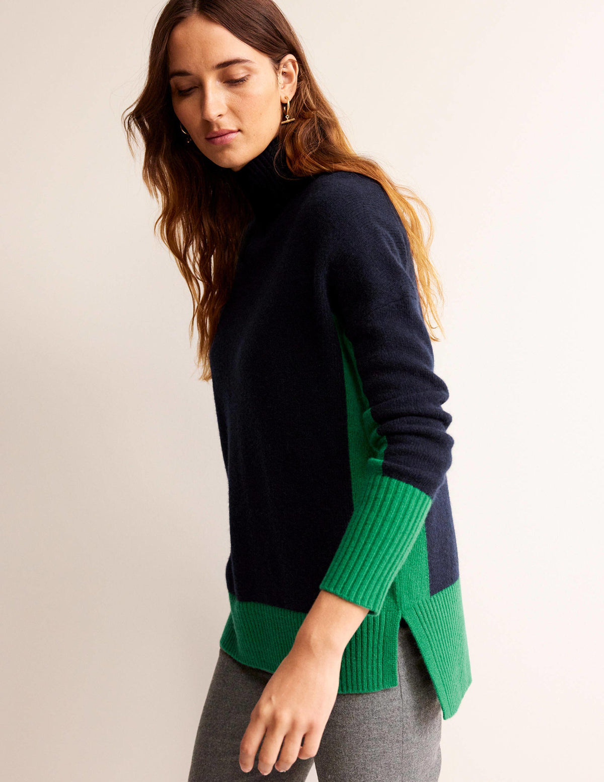 Jessica Oversized Sweater-Navy Colourblock - Image 1