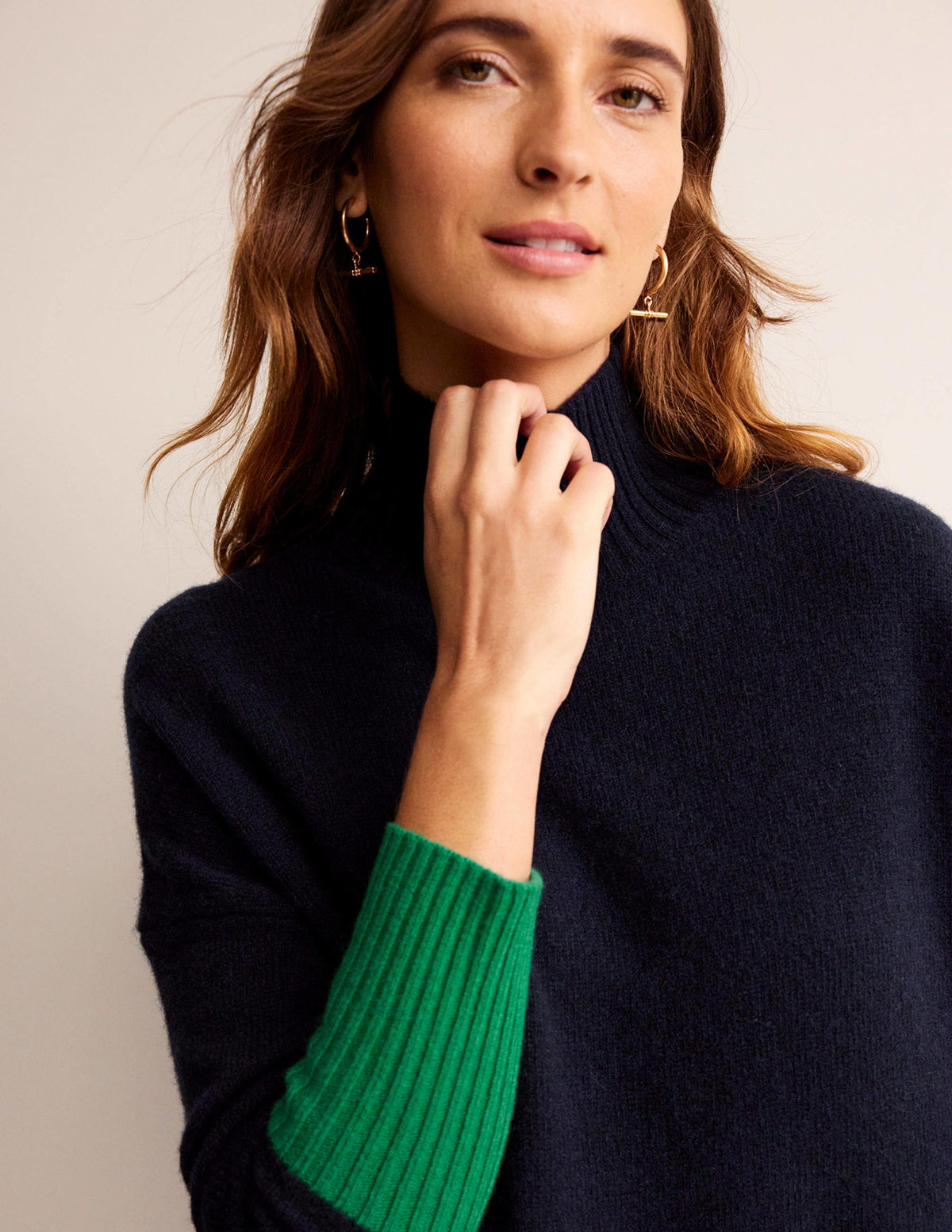 Jessica Oversized Sweater-Navy Colourblock - Image 2