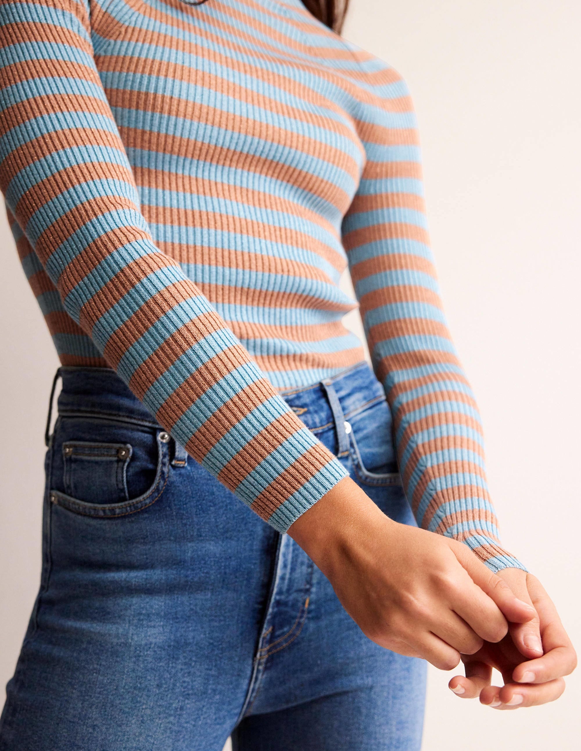 Matilda Sparkle Sweater-Light Blue and Copper - Image 2