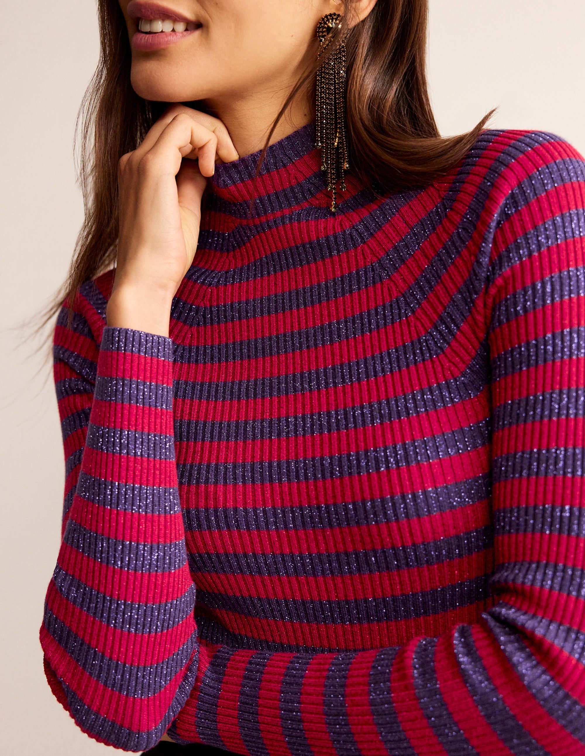 Matilda Sparkle Sweater-Rich Violet and Dark Red - Image 2